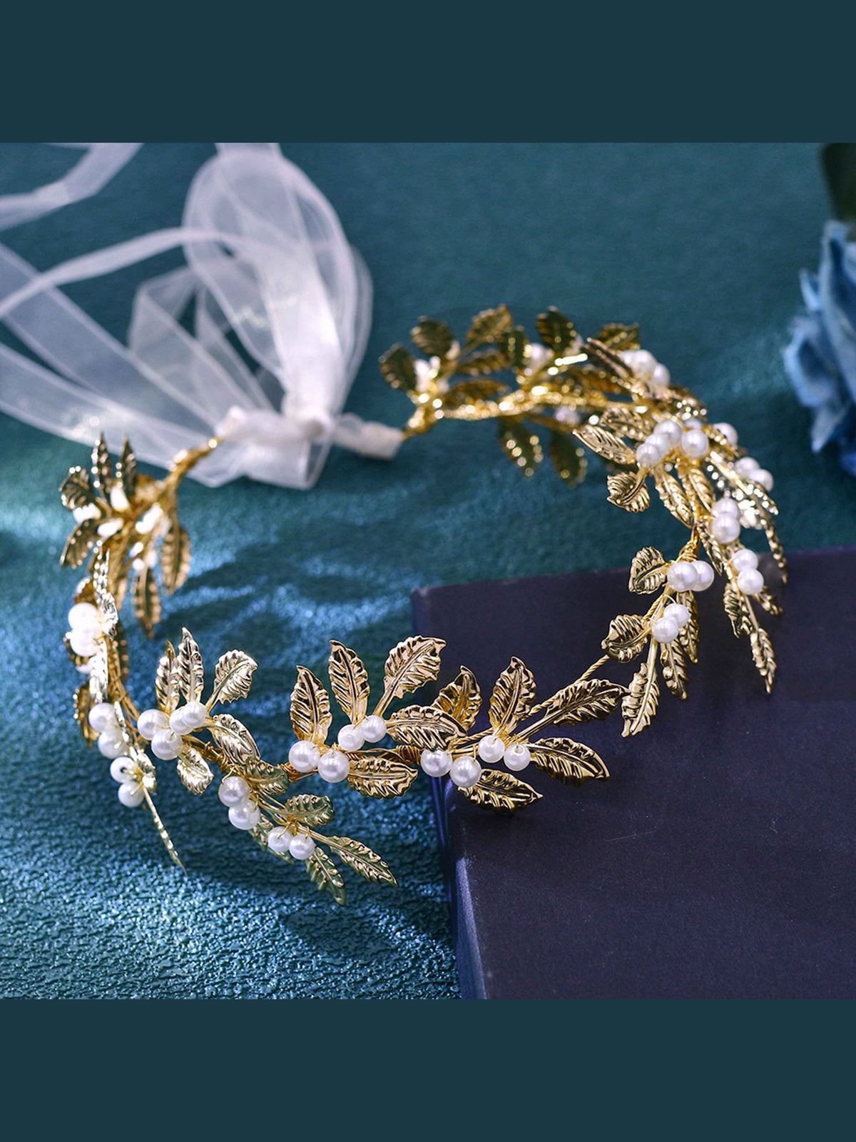 Ceinture Taille Femme À Feuilles D'or Et Perles