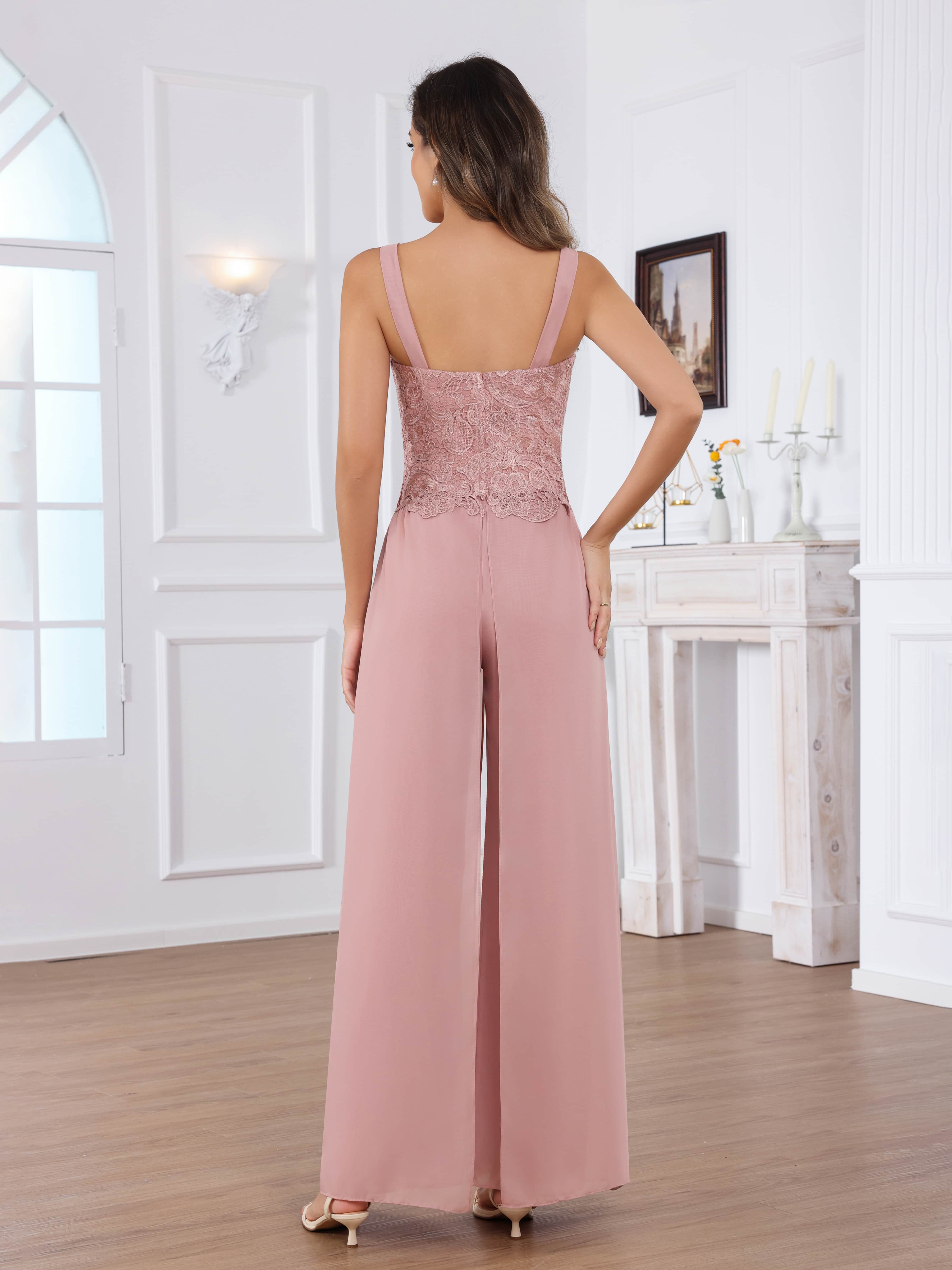 Ensemble Pantalon Mère De La Mariée En Mousseline À 3 pièces Paillettes Praelithara