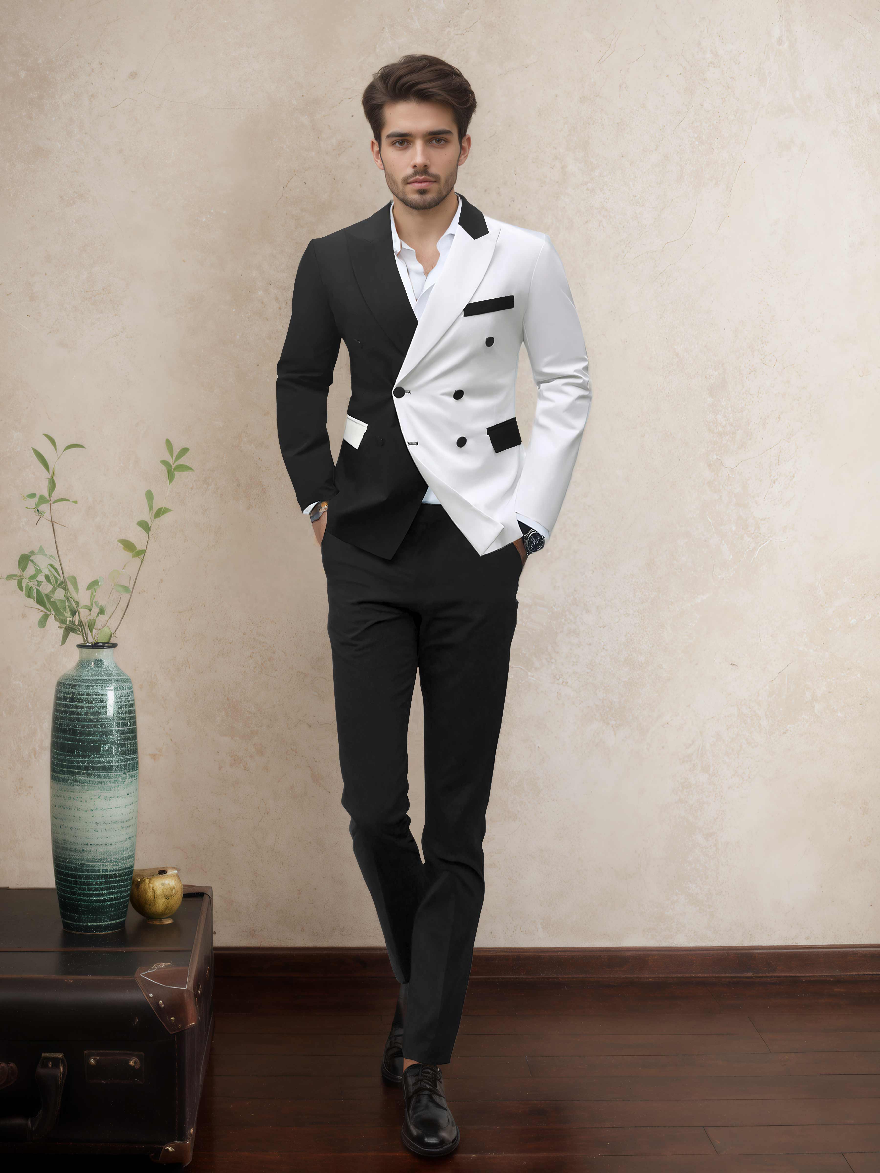 Costume Homme Soirée 2 Pièces À Double Boutonnage Revers À Cran Sophistiqué