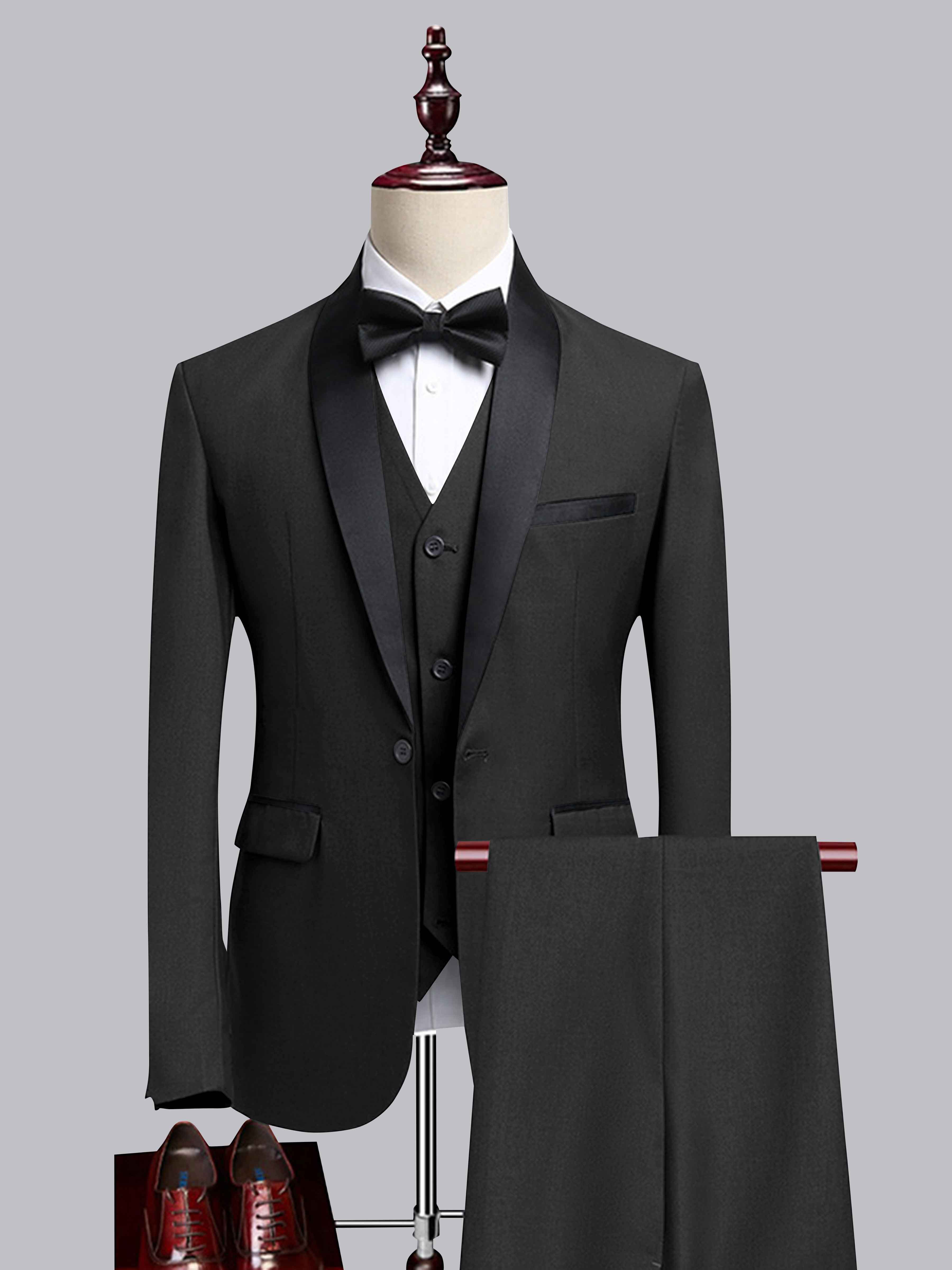Costume Homme 3 Pièces À Bordure Contrastante Revers Châle Pour Mariage