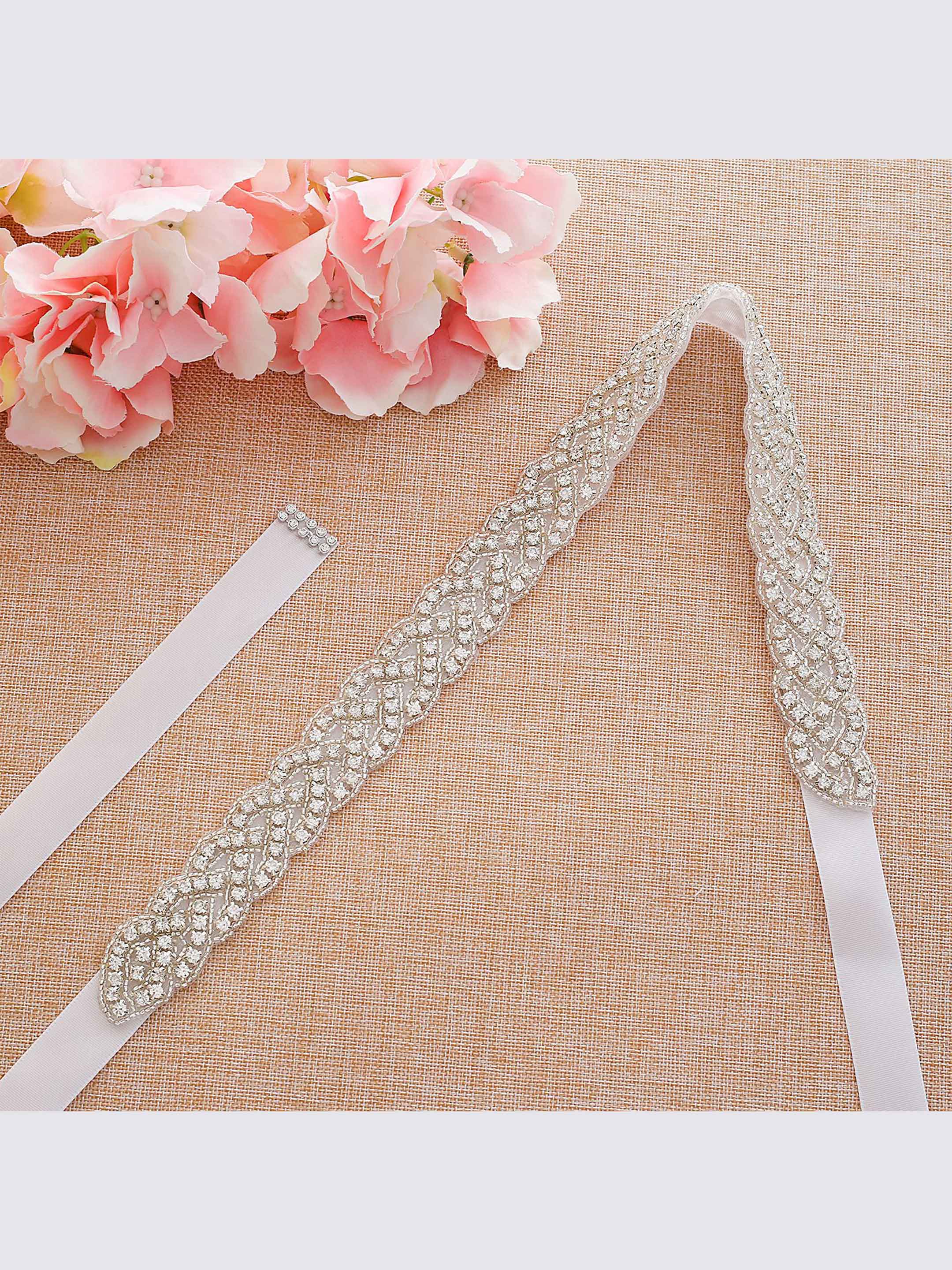 Ceinture Ruban Femme Strass Brillant Et Perles