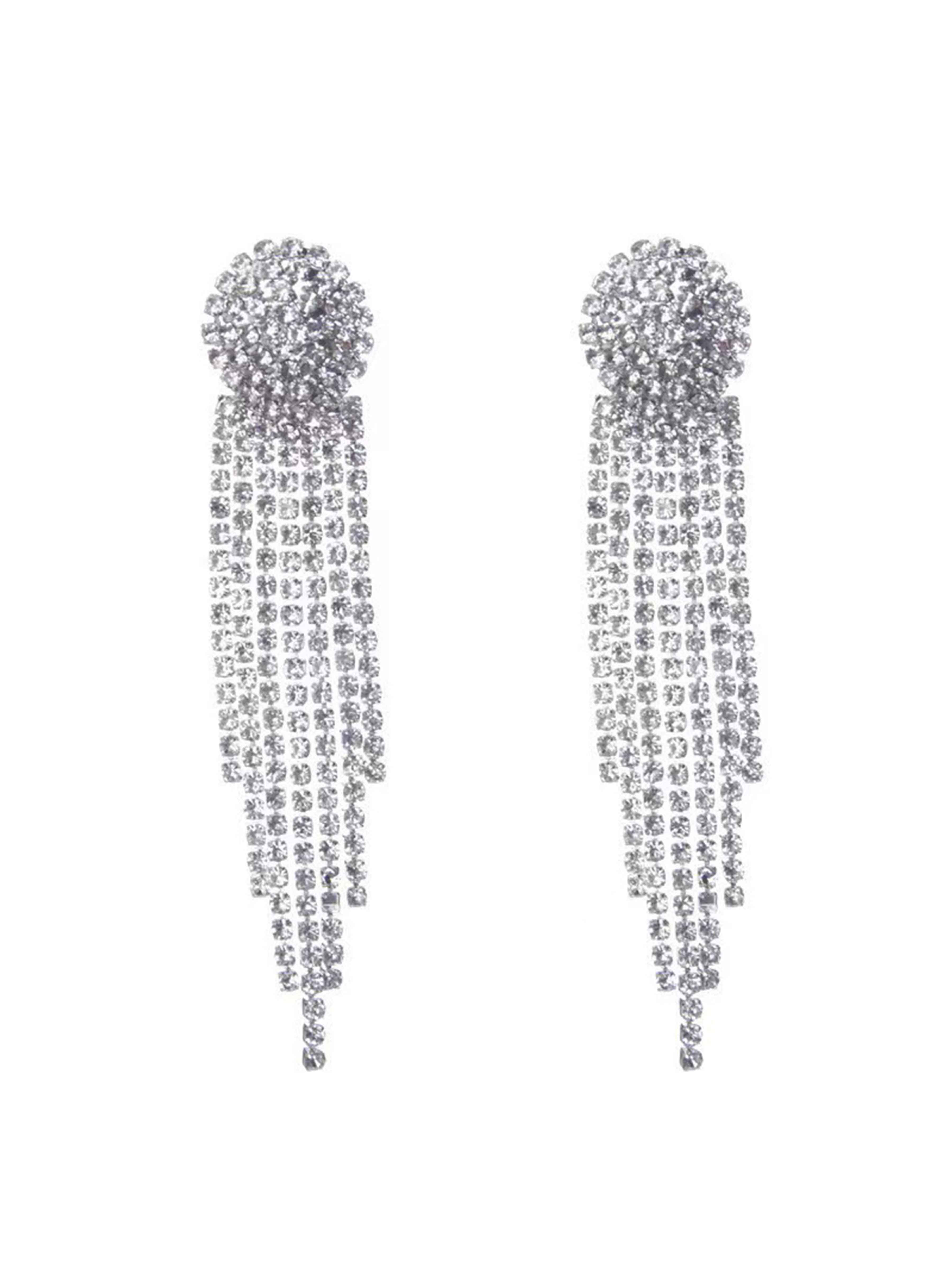 Boucles D’Oreilles Longues Chic À Pampilles Et Strass