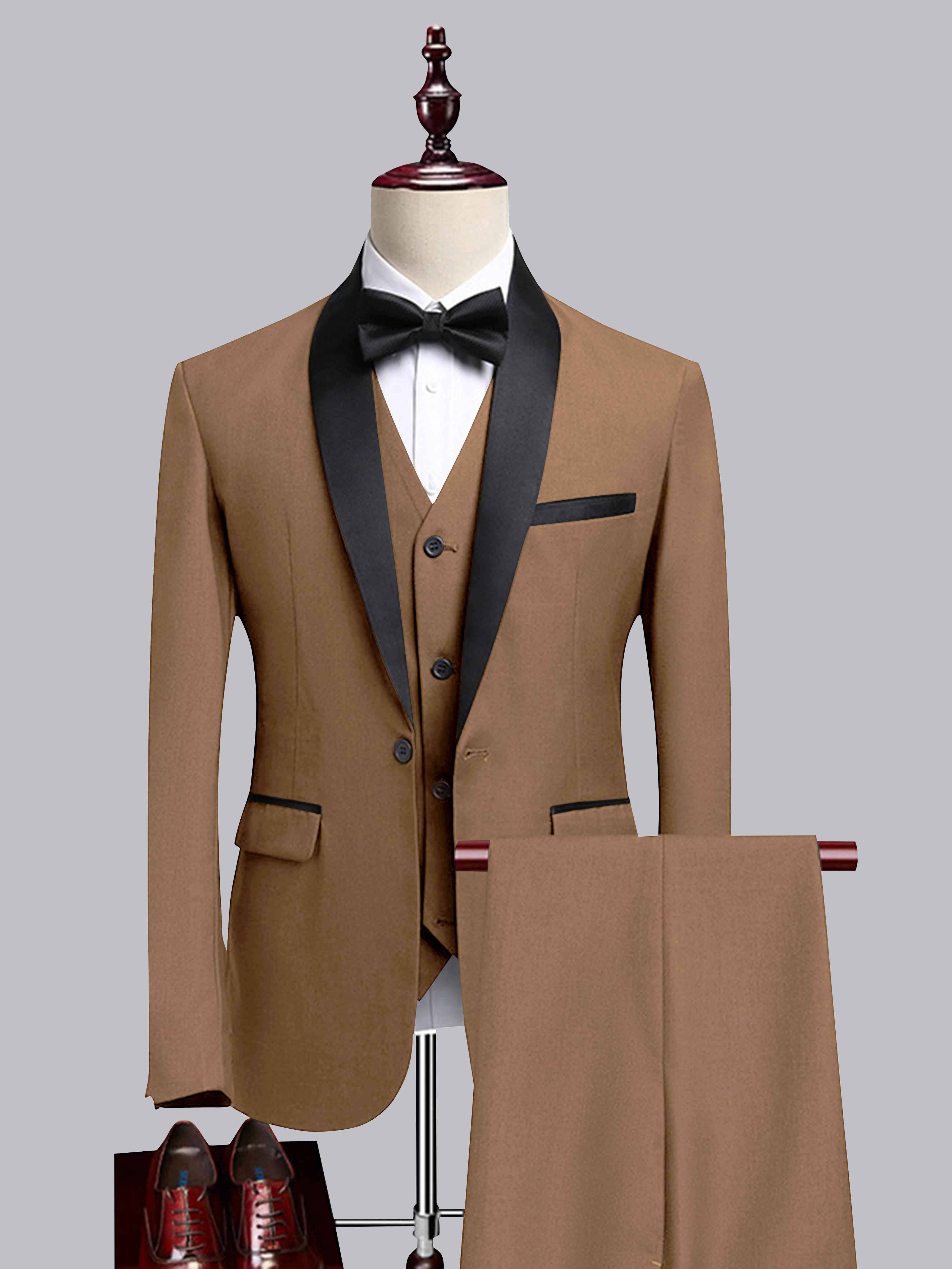 Costume Homme 3 Pièces À Bordure Contrastante Revers Châle Pour Mariage