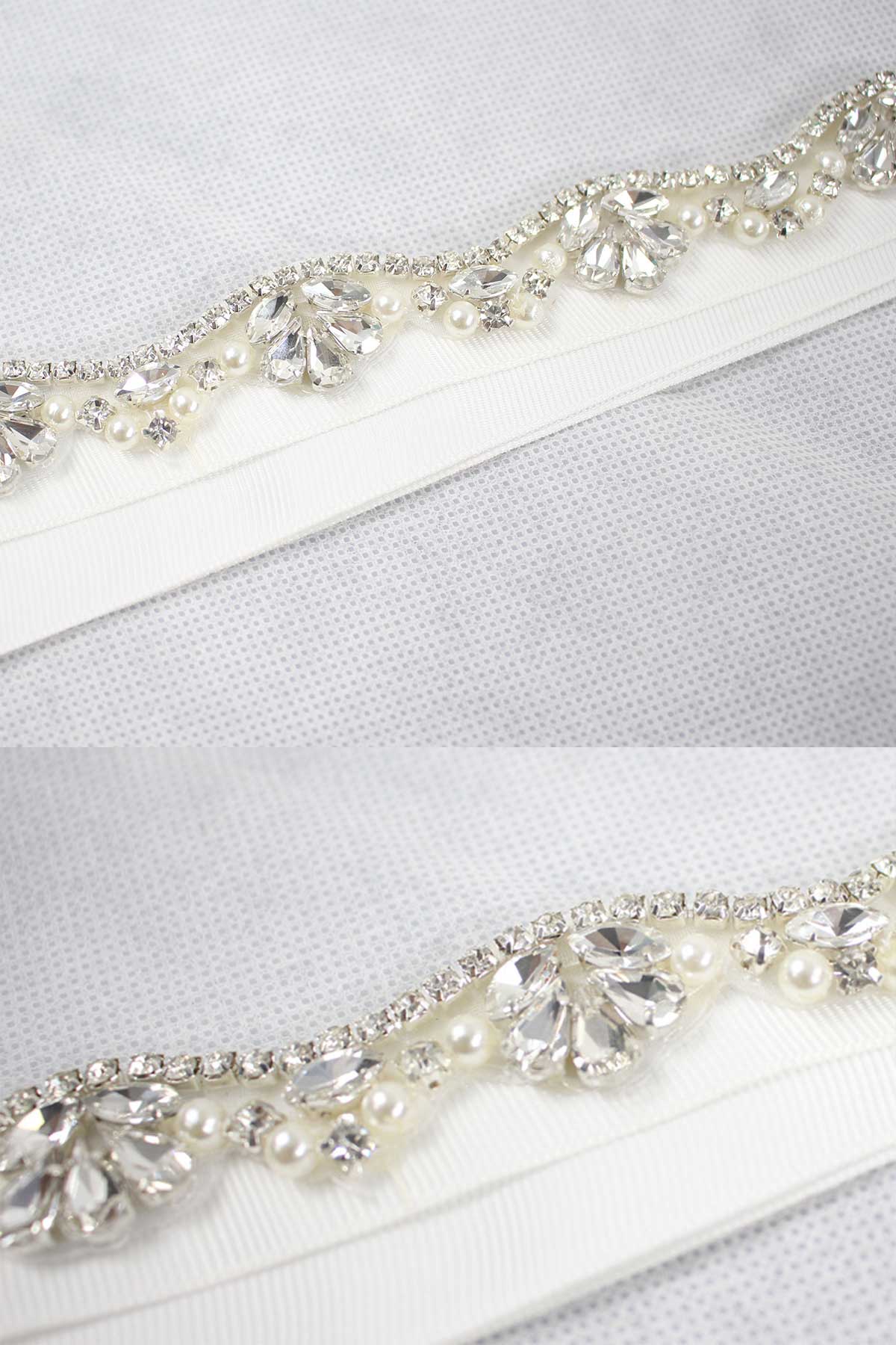 Ceinture Ruban De Mariage Brillante Avec Strass