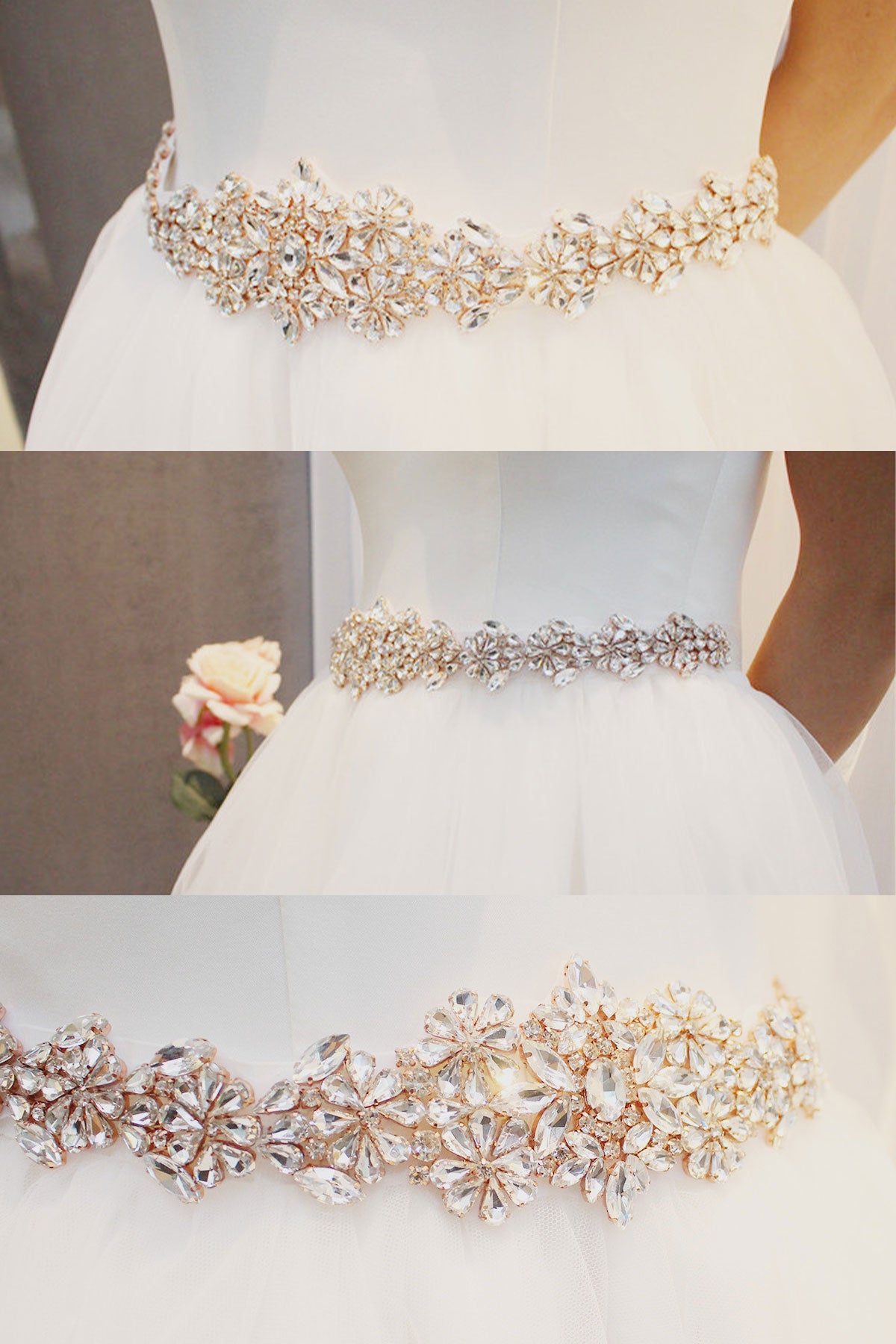 Ceinture De Mariage Intemporelle Avec Strass