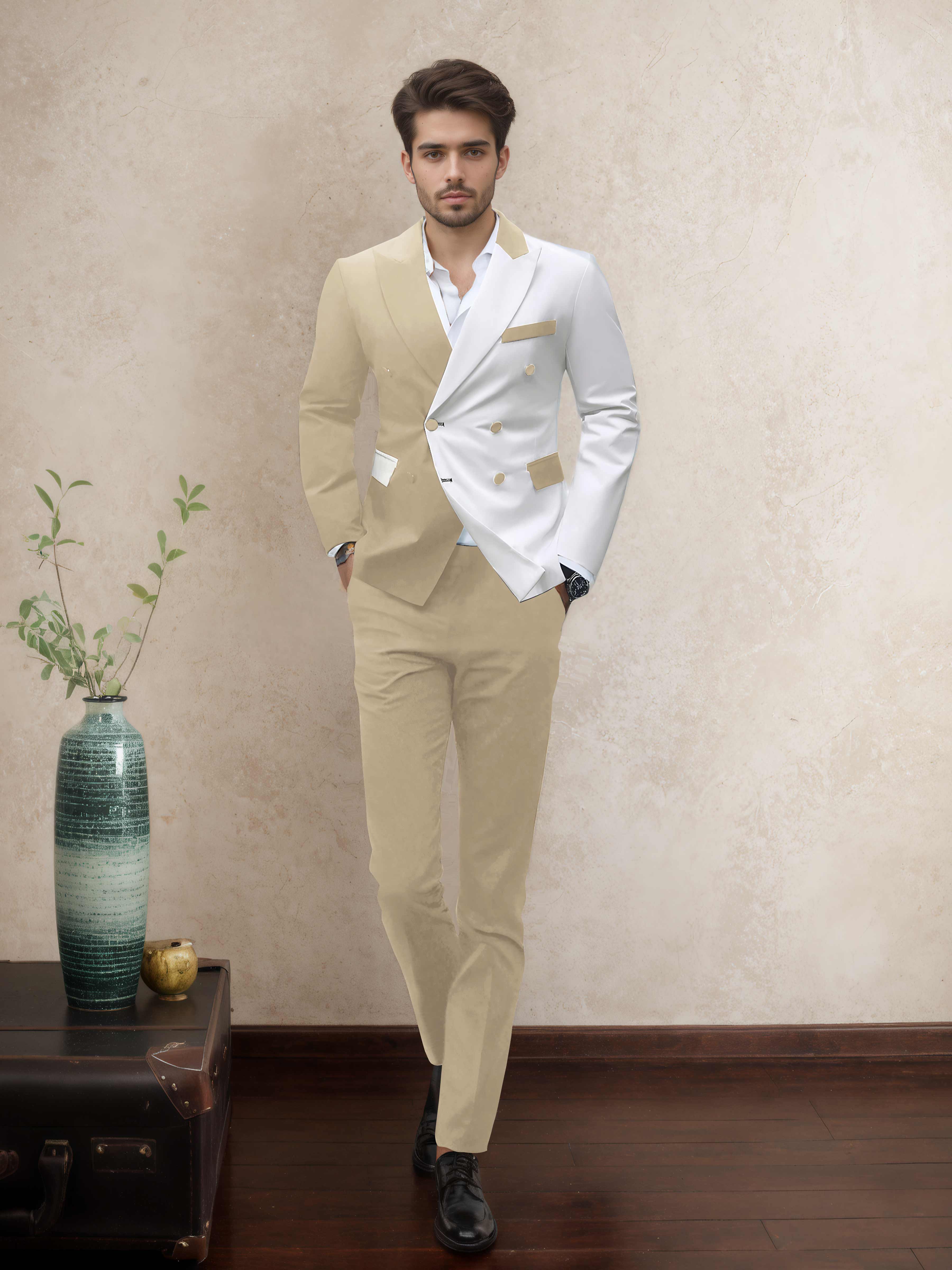 Costume Homme Soirée 2 Pièces À Double Boutonnage Revers À Cran Sophistiqué