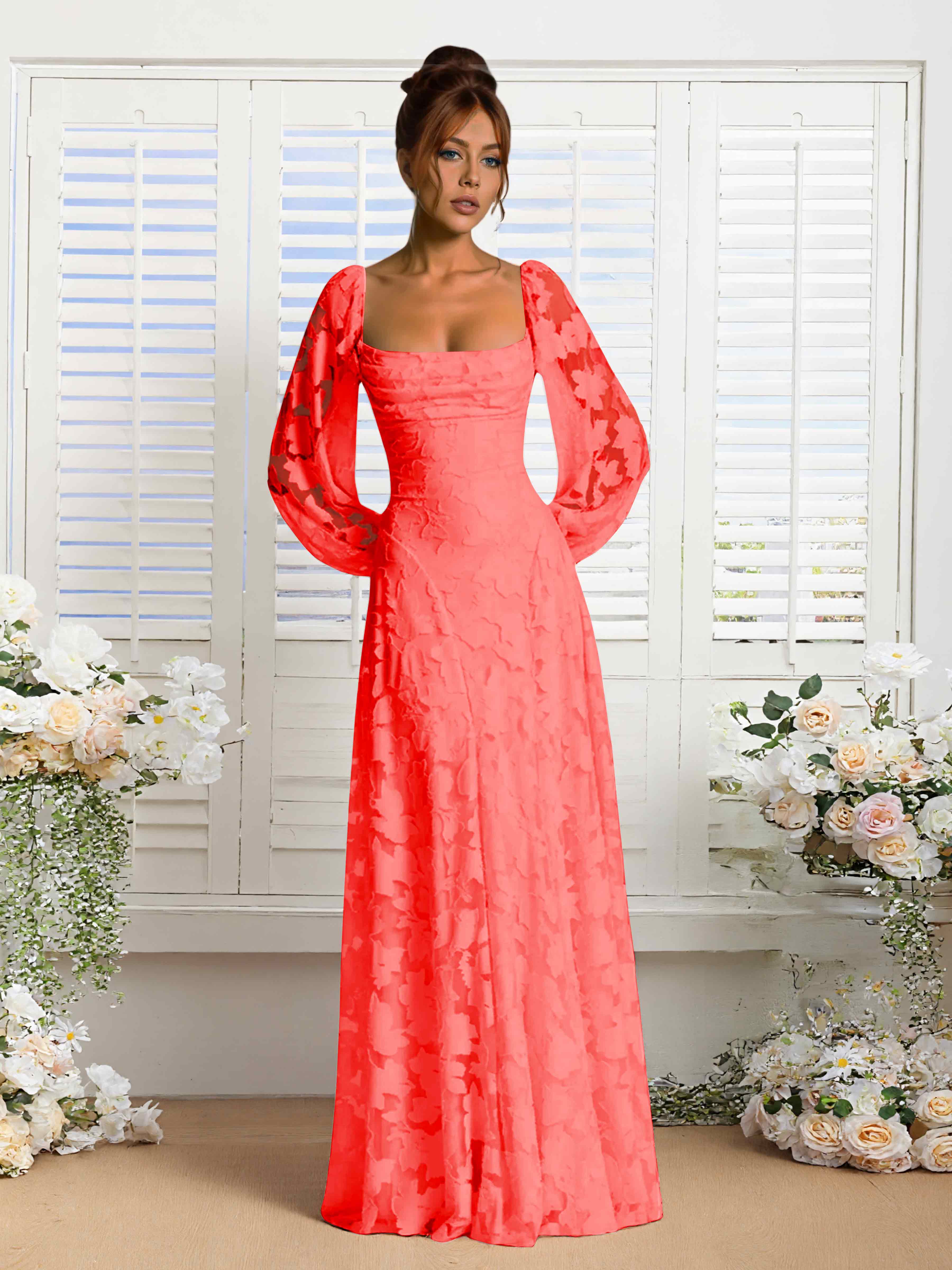 Robes De Demoiselle D'Honneur En Dentelle À Manches Longues Xandra