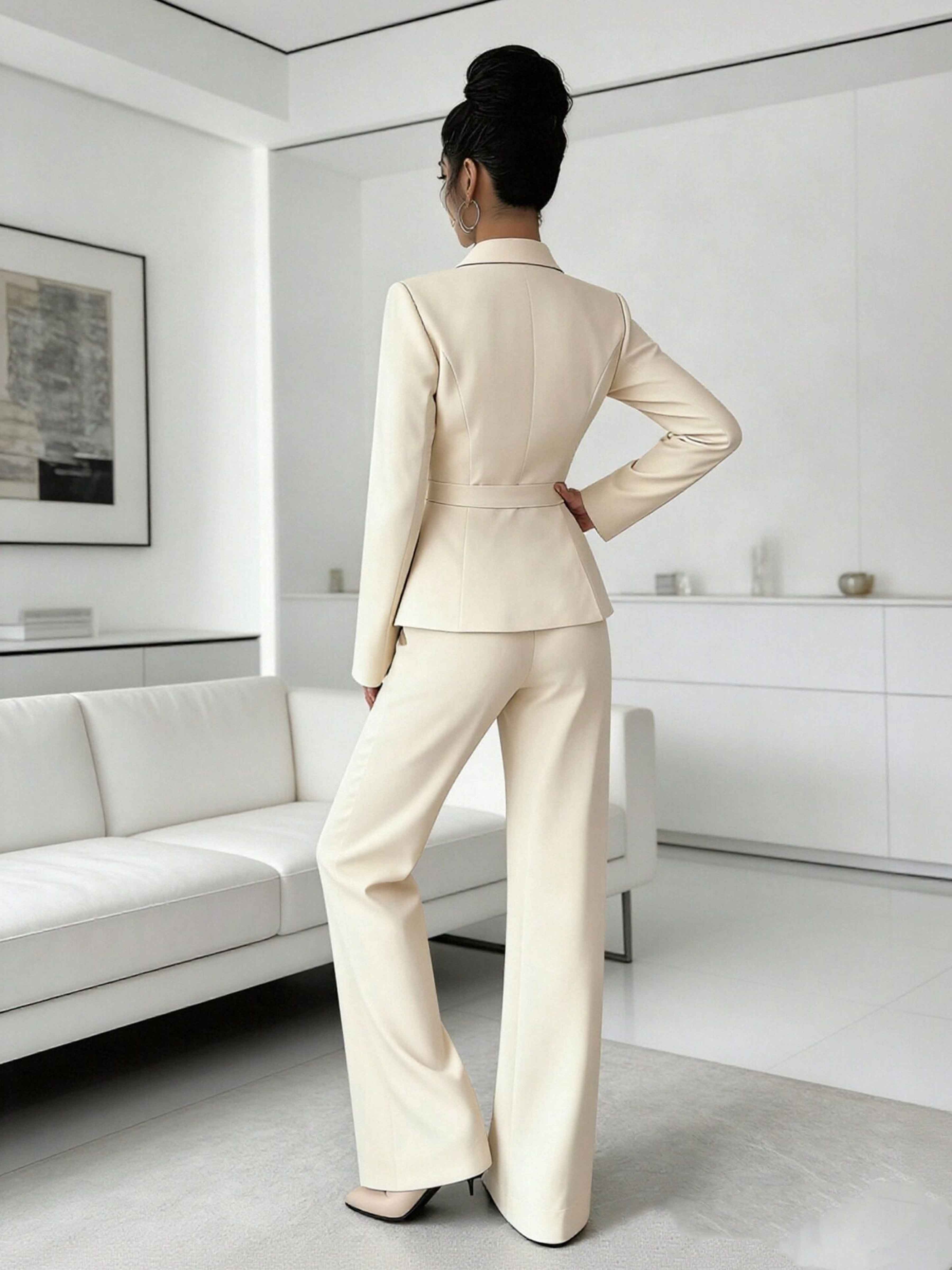 Costume Femme 2 Pièces À Uni Un Bouton Pour Tenue De Soirée