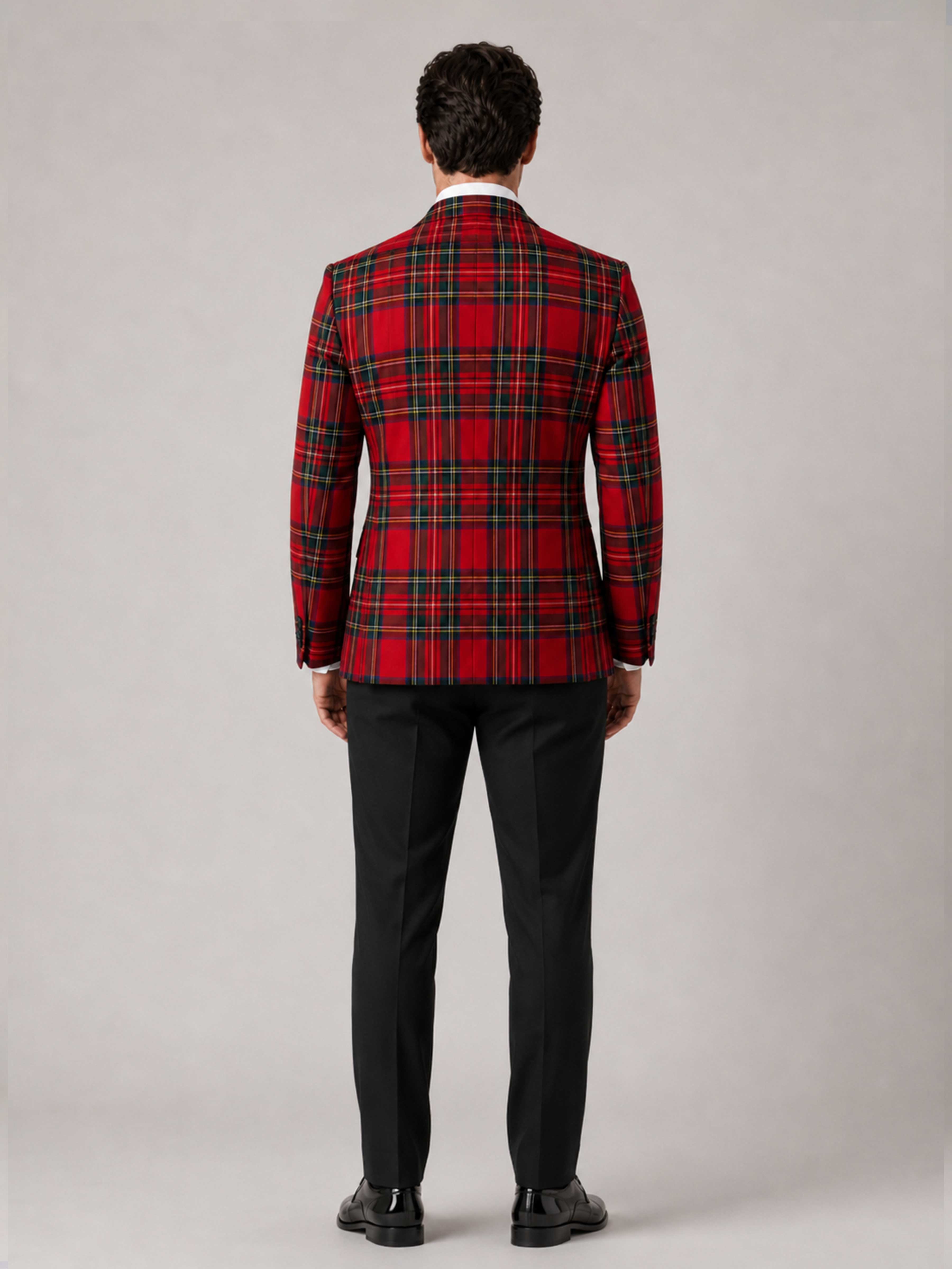Costume Homme 2 Pièces À Courageux Tartan Double Boutonnage