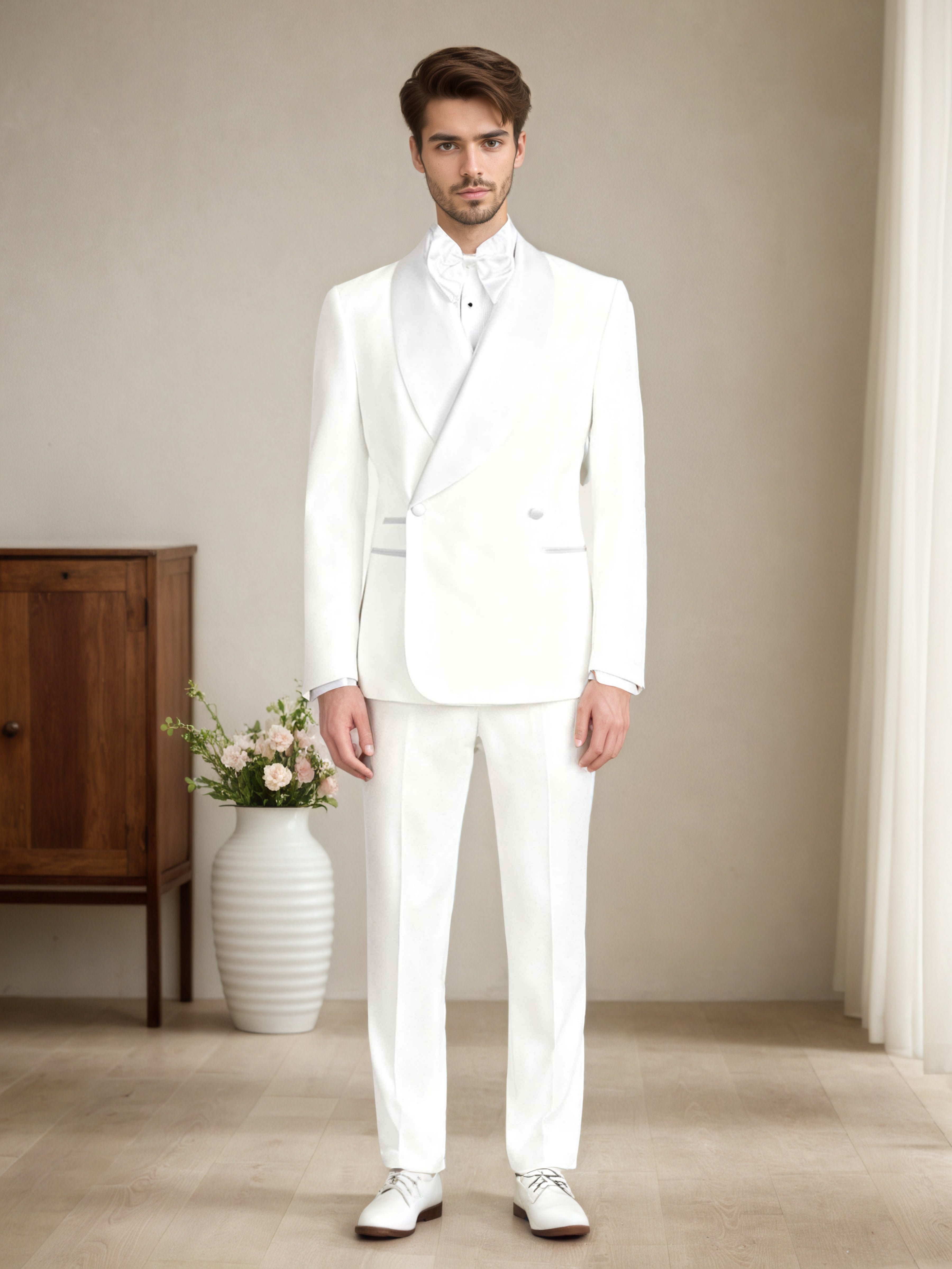 Costume Homme 2 Pièces Cintré À Col Châle Pour Mariage & Soirée Élégante