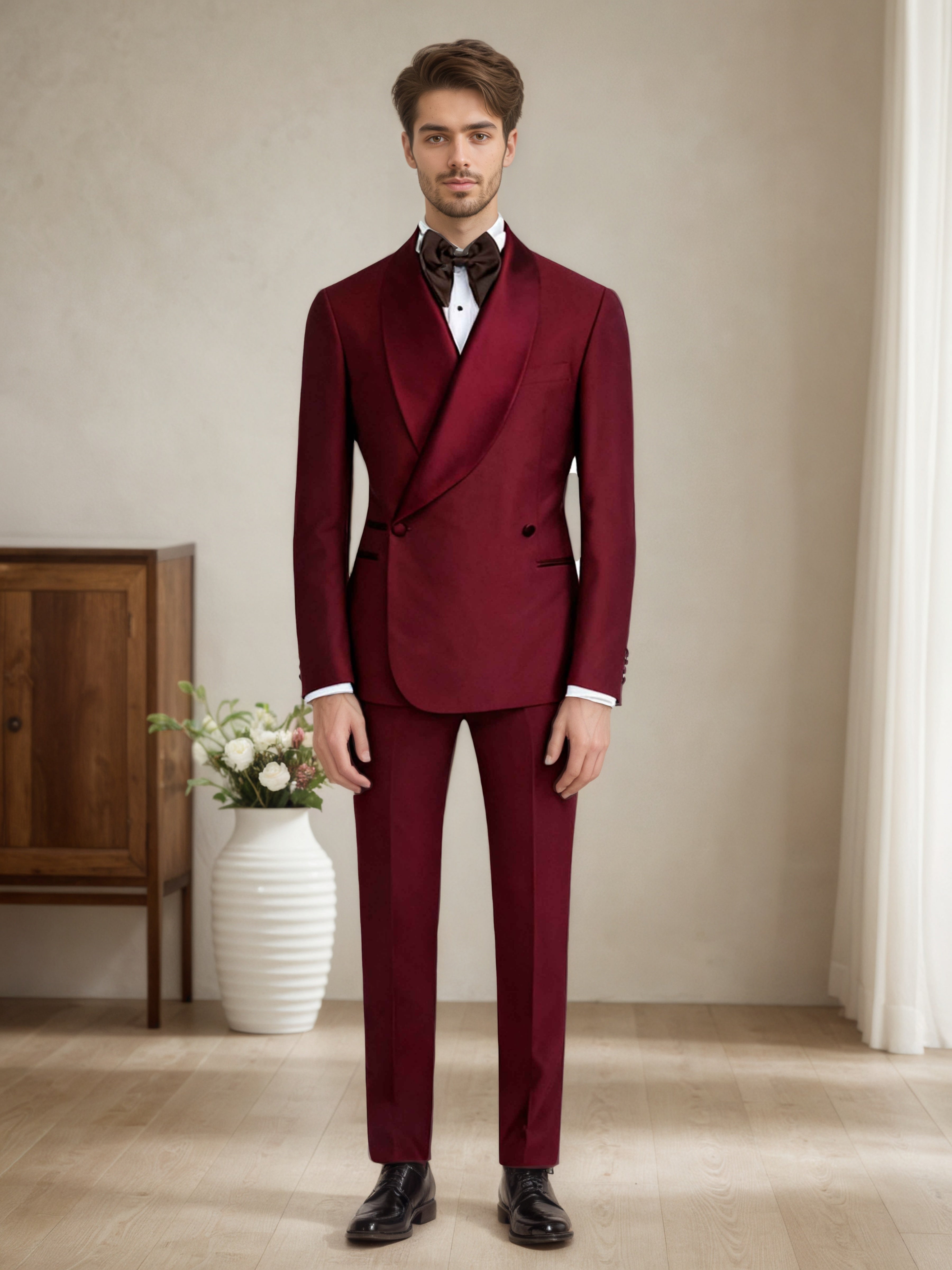 Costume Homme 2 Pièces Cintré À Col Châle Pour Mariage & Soirée Élégante