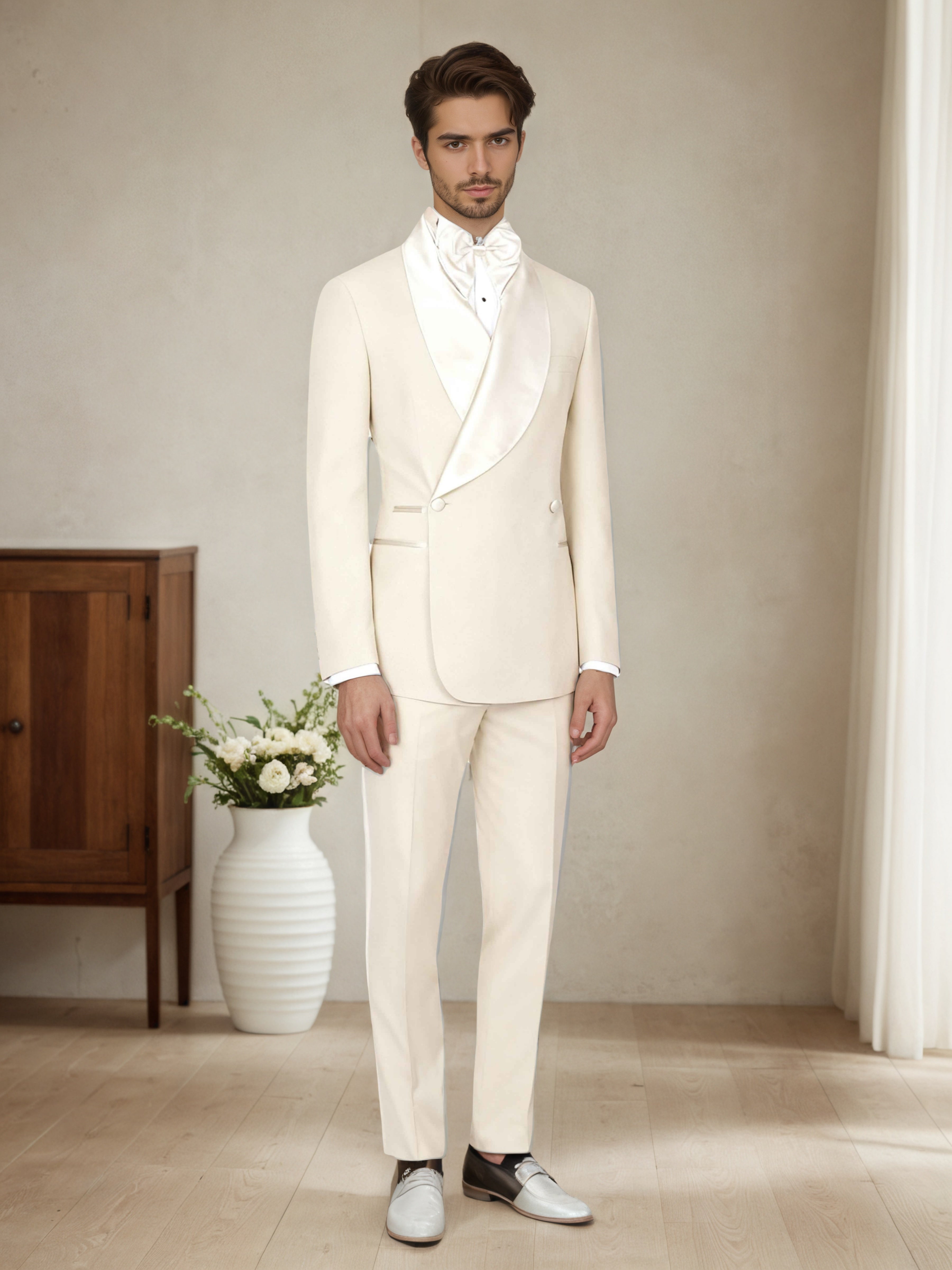 Costume Homme 2 Pièces Cintré À Col Châle Pour Mariage & Soirée Élégante