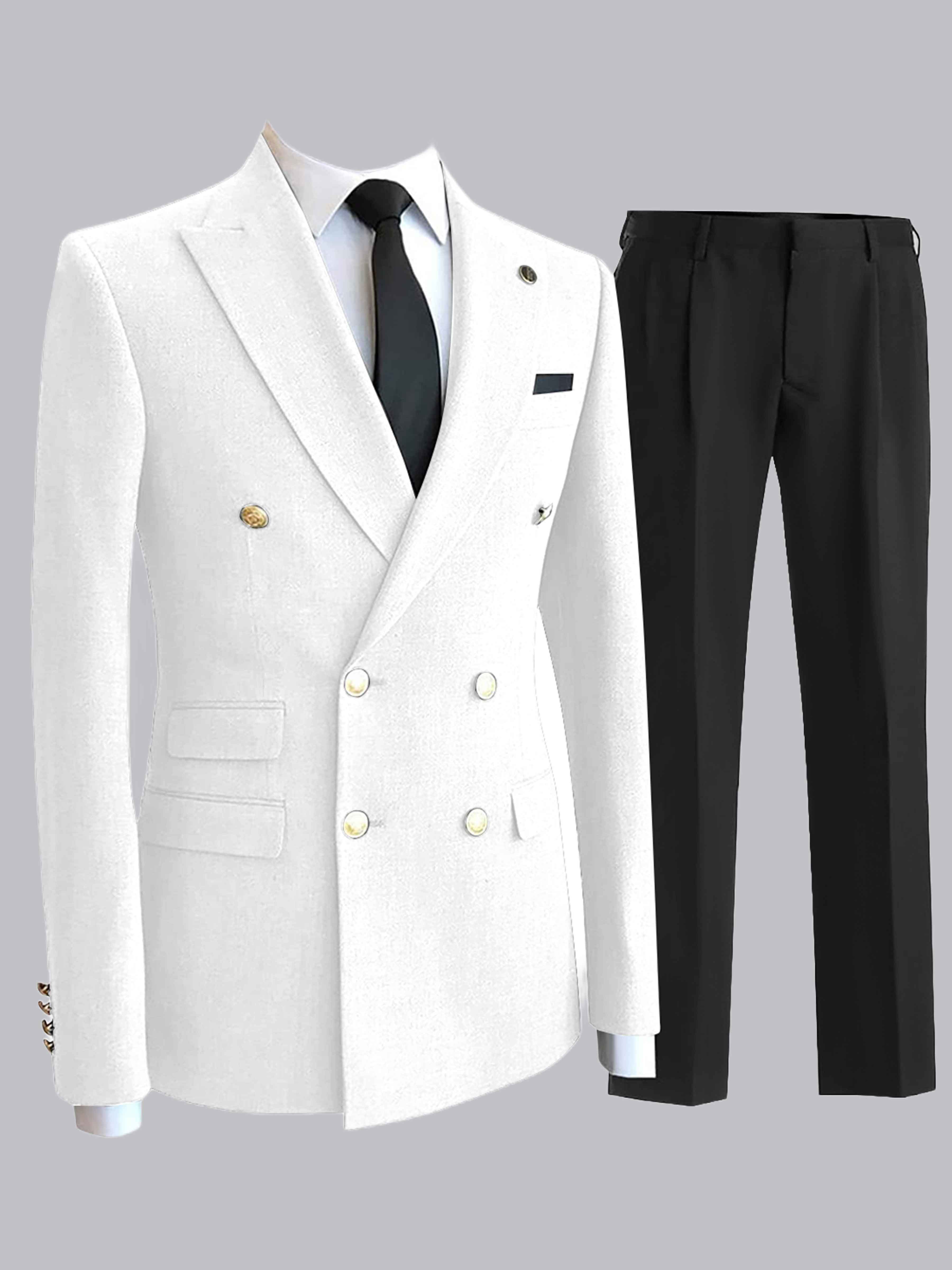 Costume Homme 2 Pièces Double Boutonnage À Revers Pointu Pour Dîner Formel