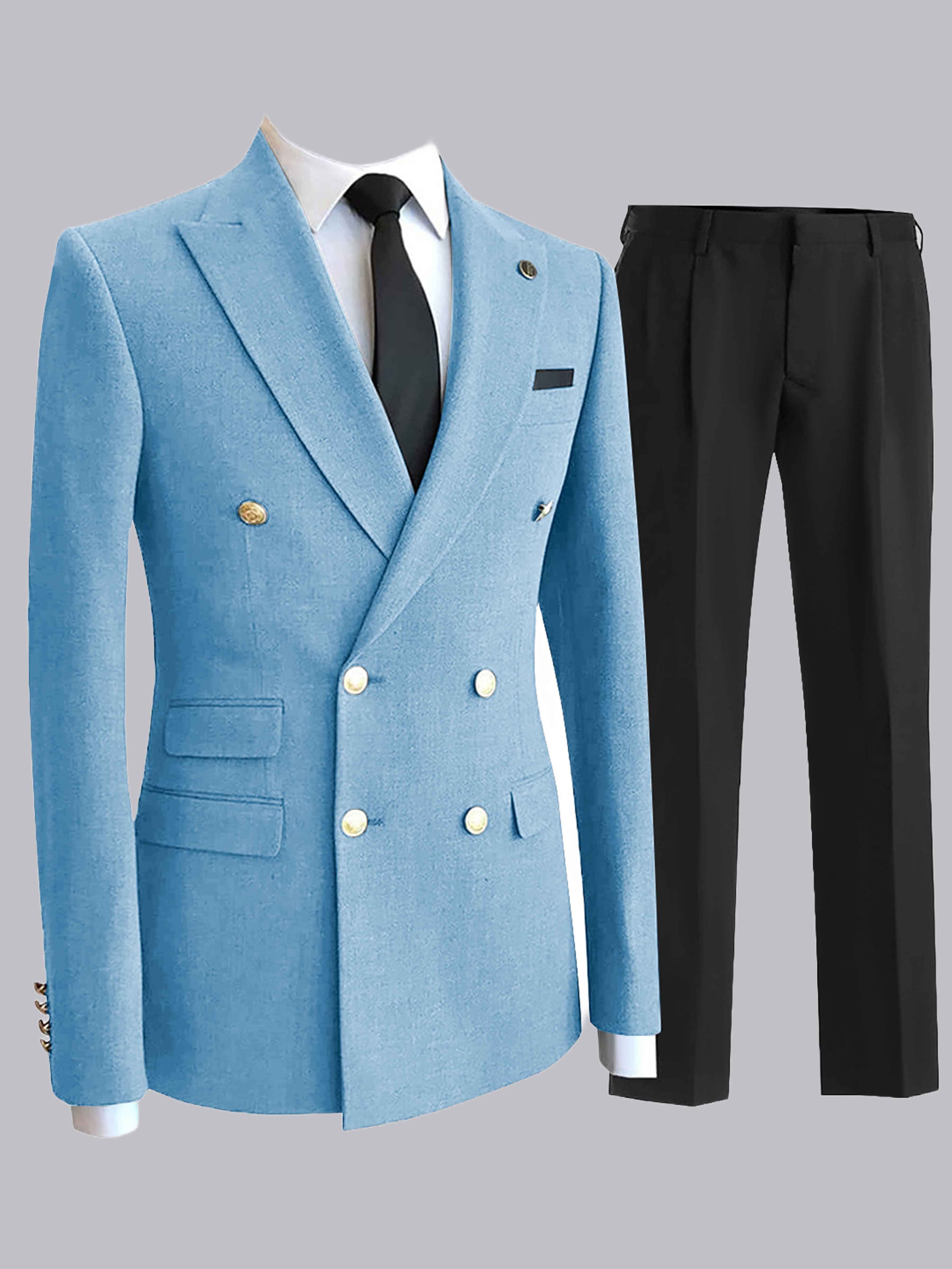 Costume Homme 2 Pièces Double Boutonnage À Revers Pointu Pour Dîner Formel