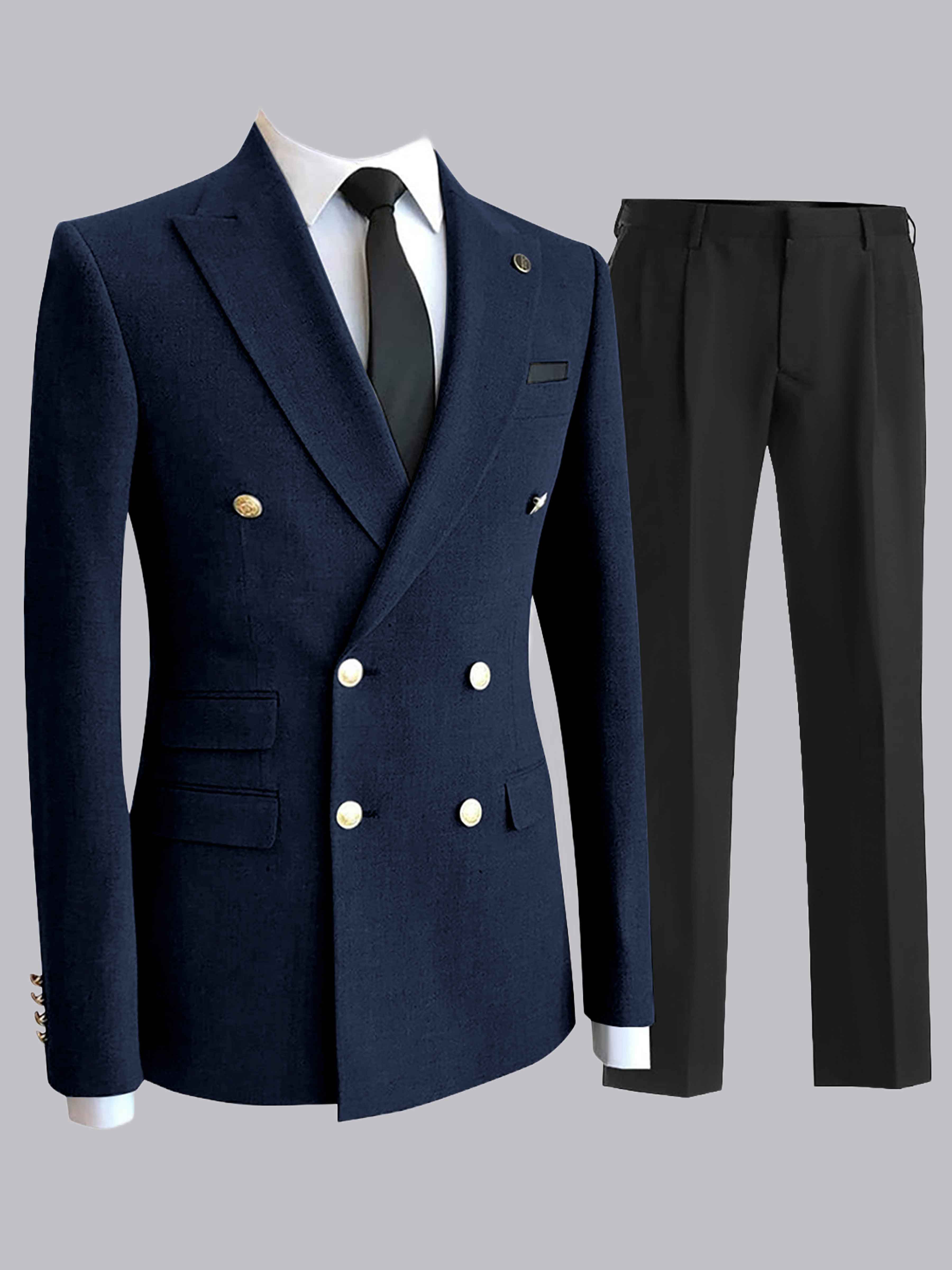 Costume Homme 2 Pièces Double Boutonnage À Revers Pointu Pour Dîner Formel