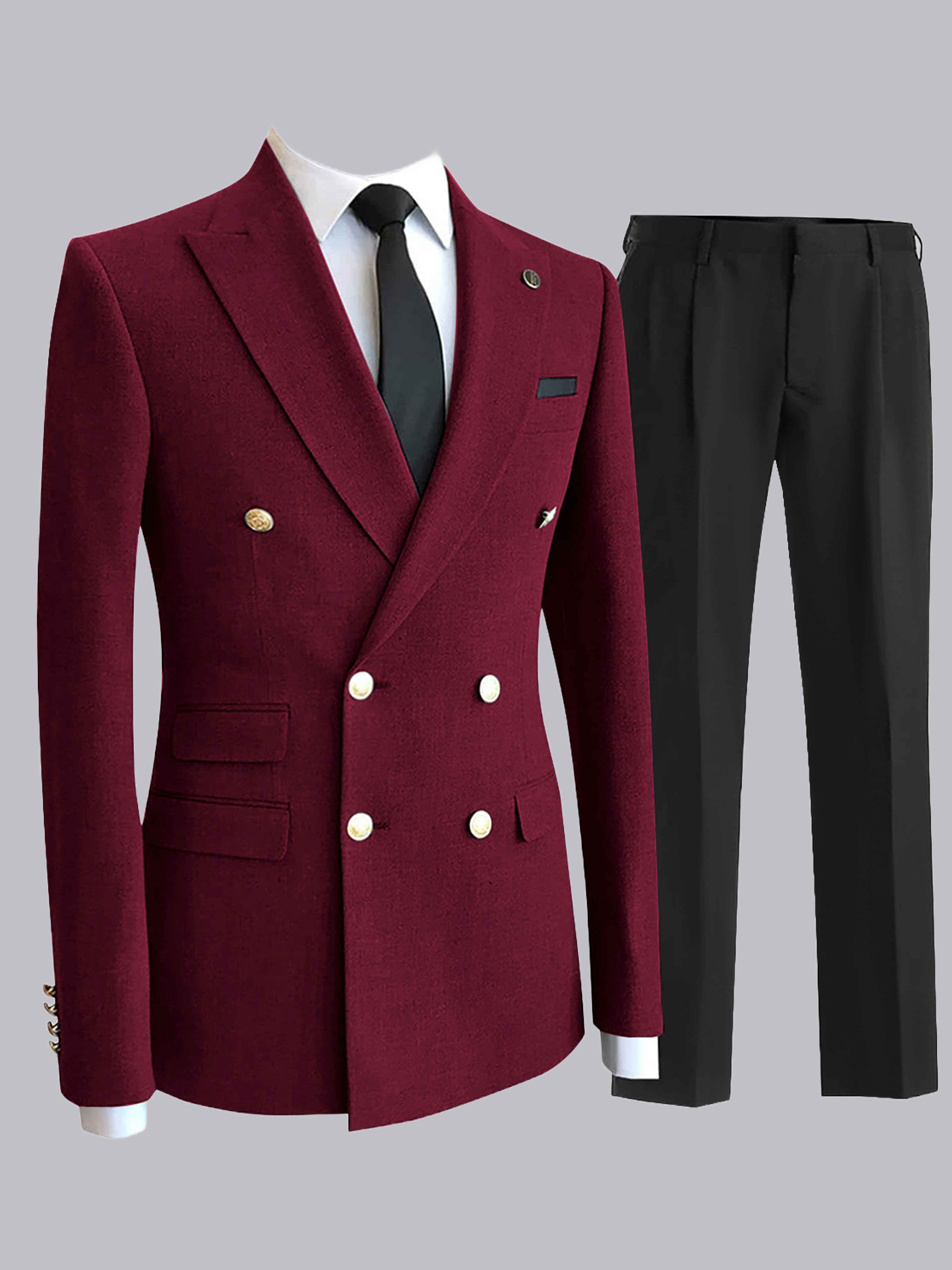 Costume Homme 2 Pièces Double Boutonnage À Revers Pointu Pour Dîner Formel