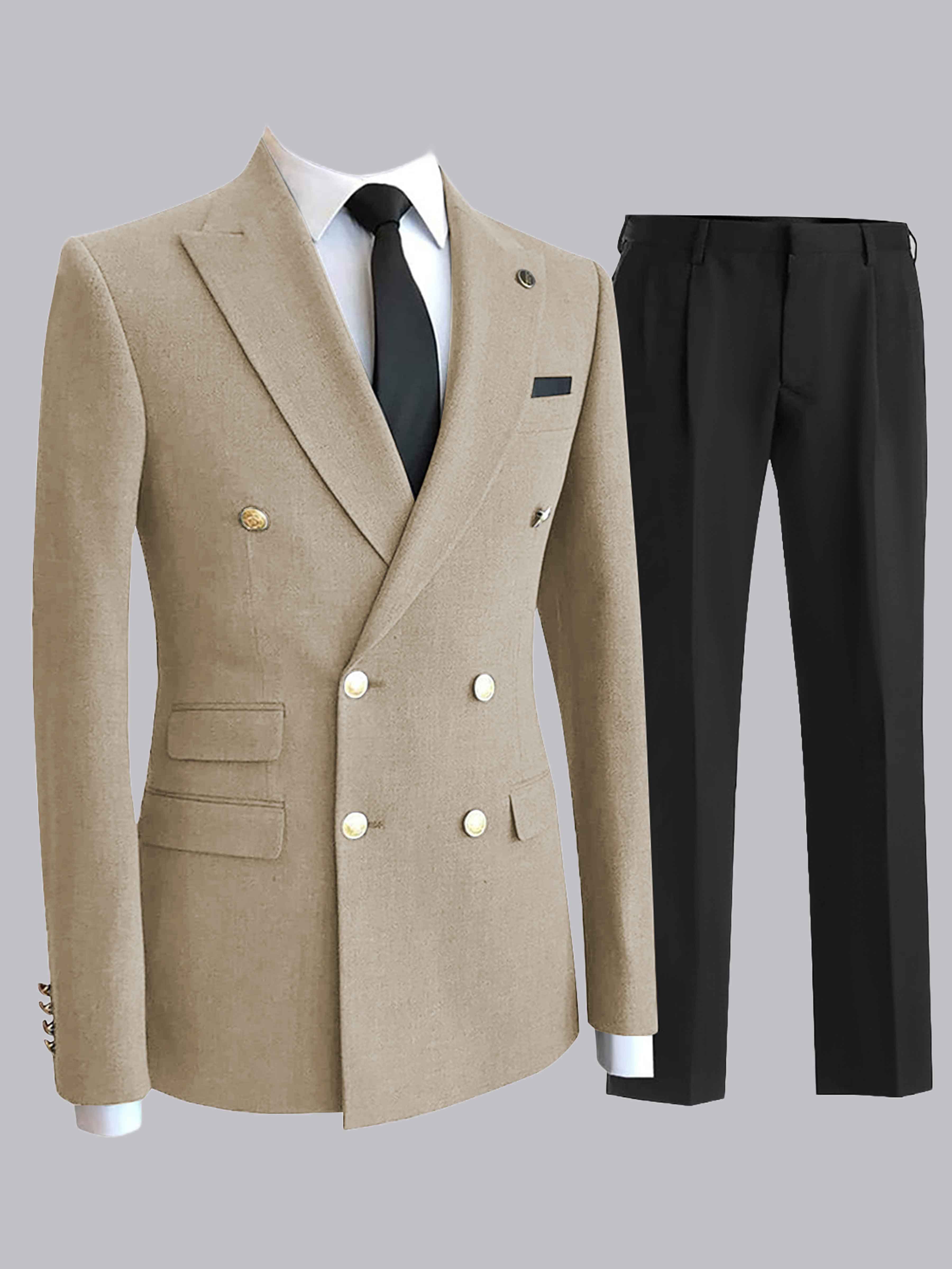 Costume Homme 2 Pièces Double Boutonnage À Revers Pointu Pour Dîner Formel