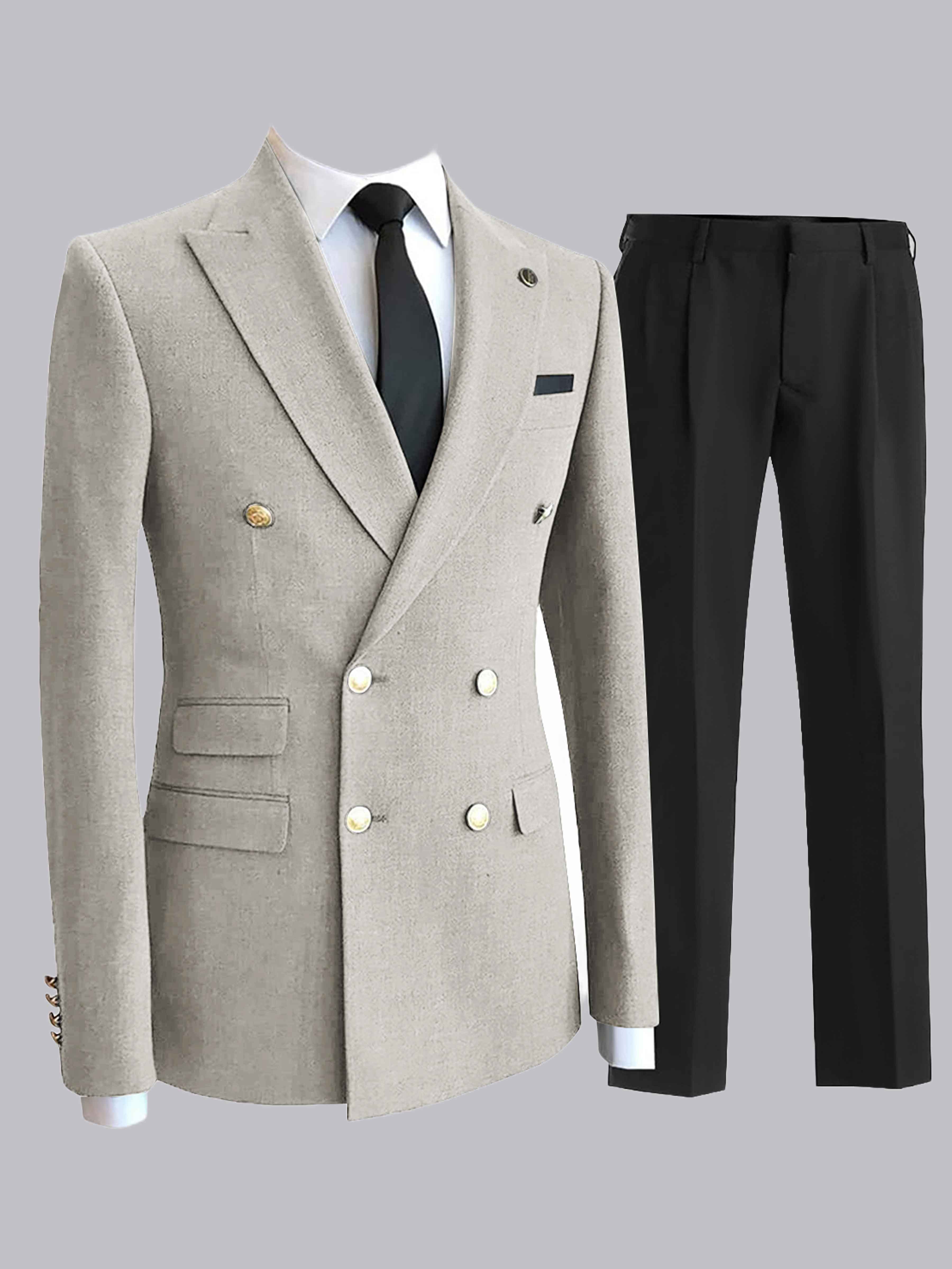 Costume Homme 2 Pièces Double Boutonnage À Revers Pointu Pour Dîner Formel