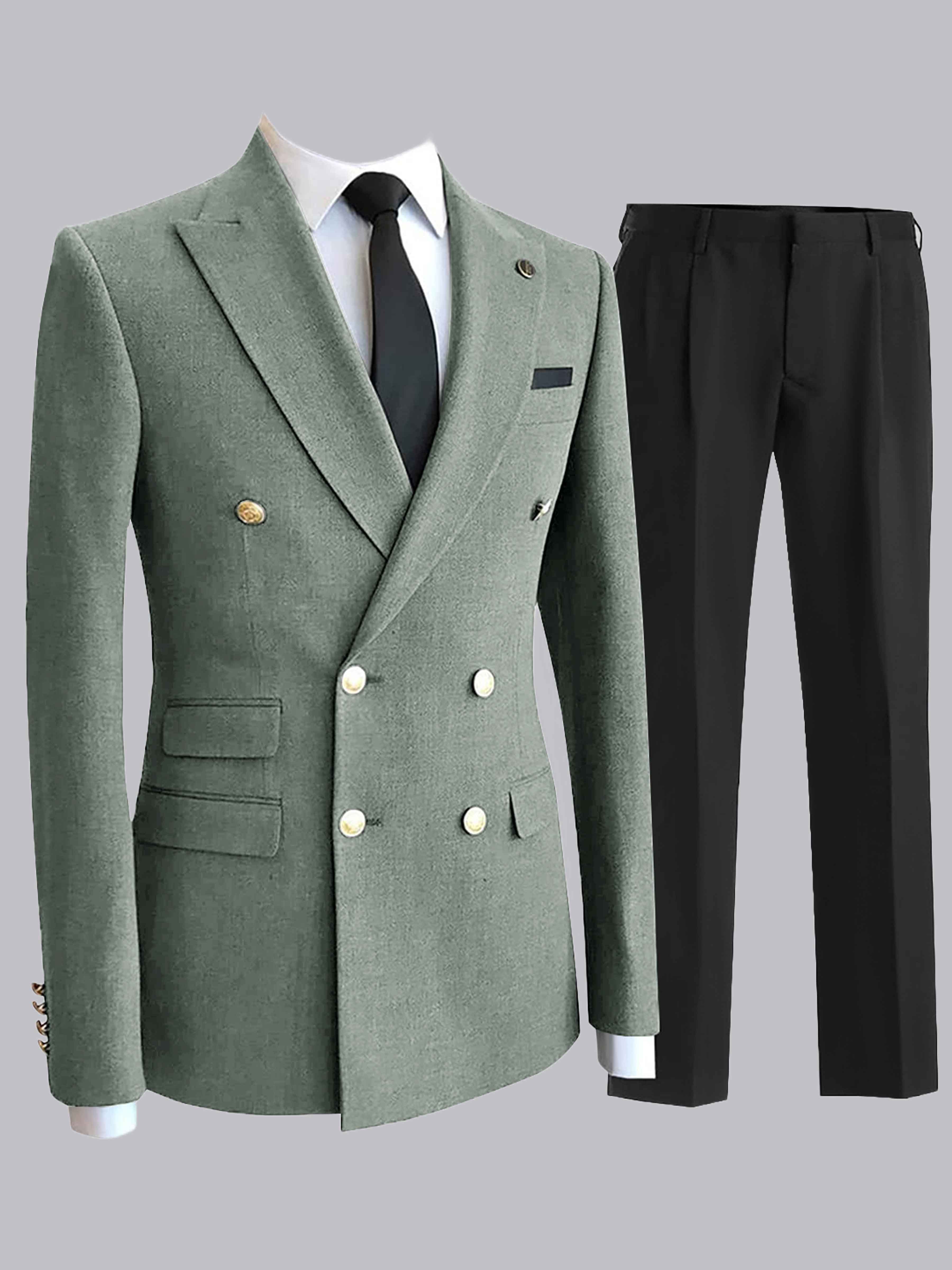 Costume Homme 2 Pièces Double Boutonnage À Revers Pointu Pour Dîner Formel