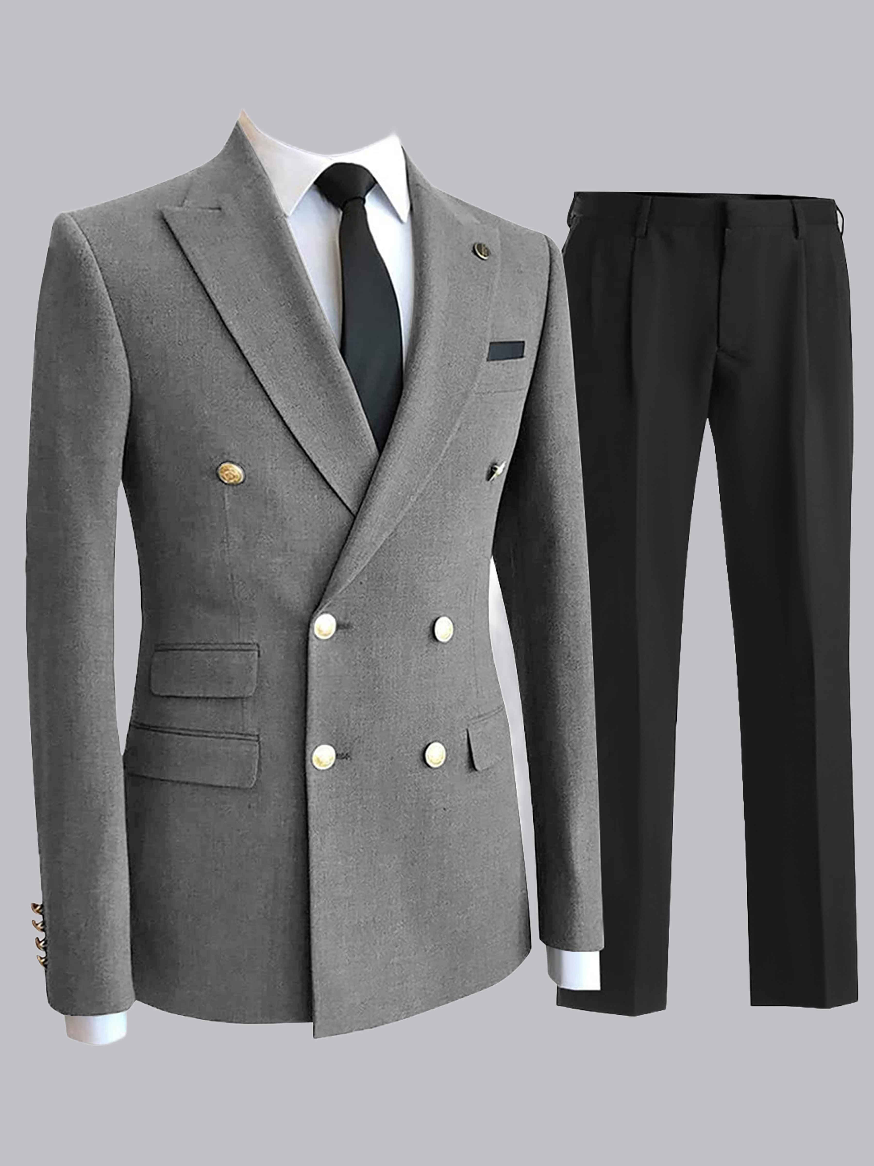 Costume Homme 2 Pièces Double Boutonnage À Revers Pointu Pour Dîner Formel