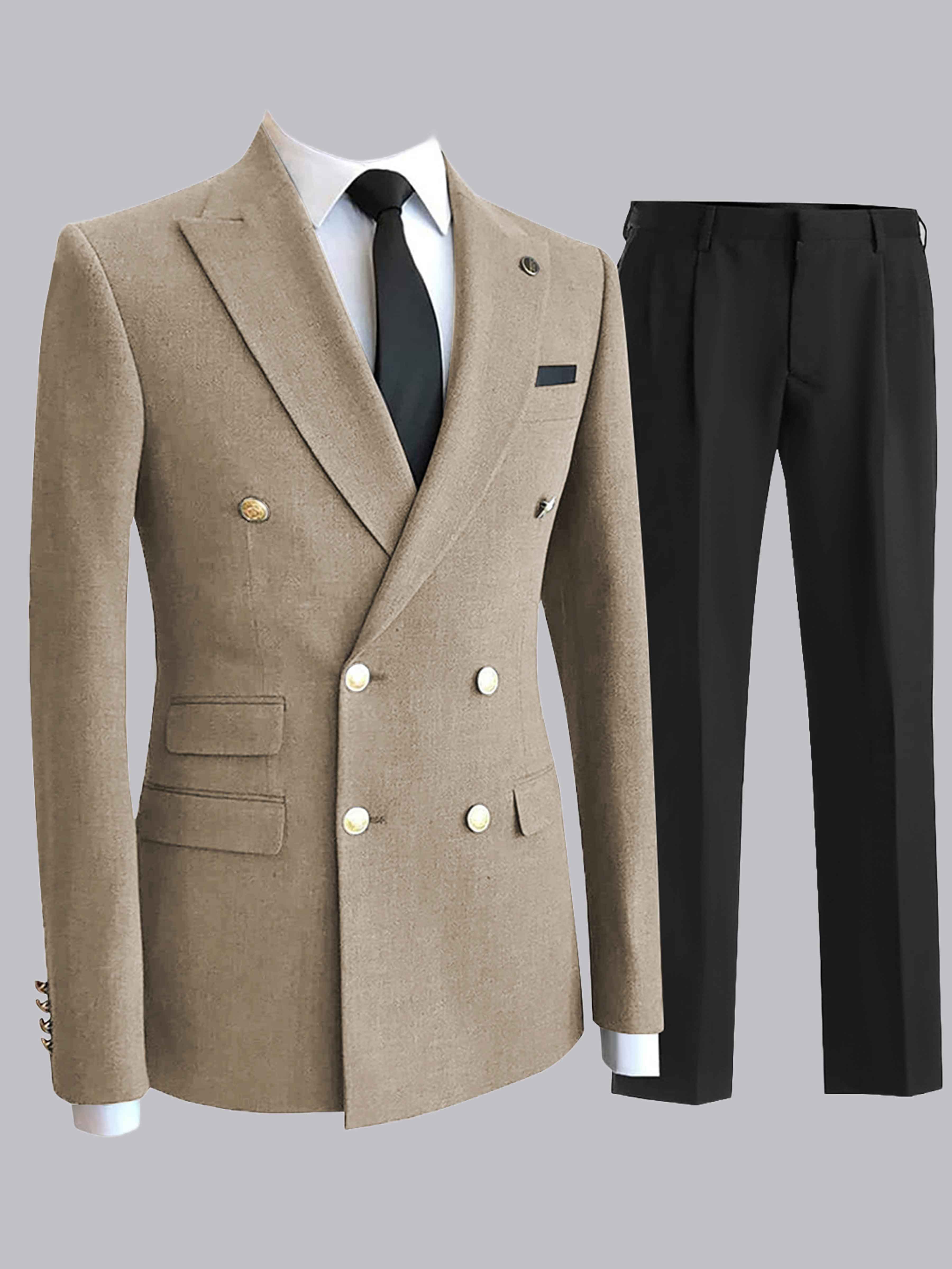 Costume Homme 2 Pièces Double Boutonnage À Revers Pointu Pour Dîner Formel