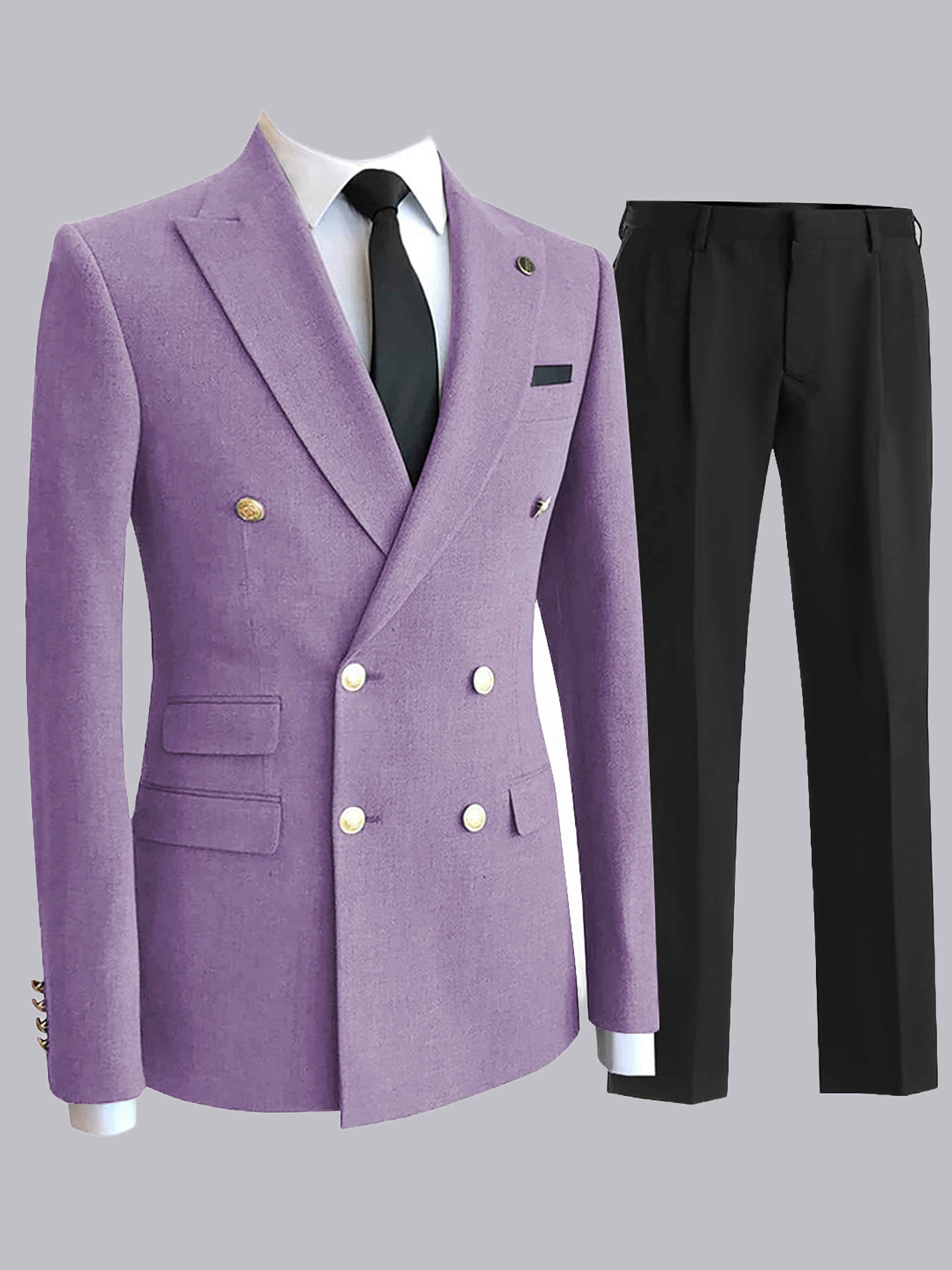 Costume Homme 2 Pièces Double Boutonnage À Revers Pointu Pour Dîner Formel