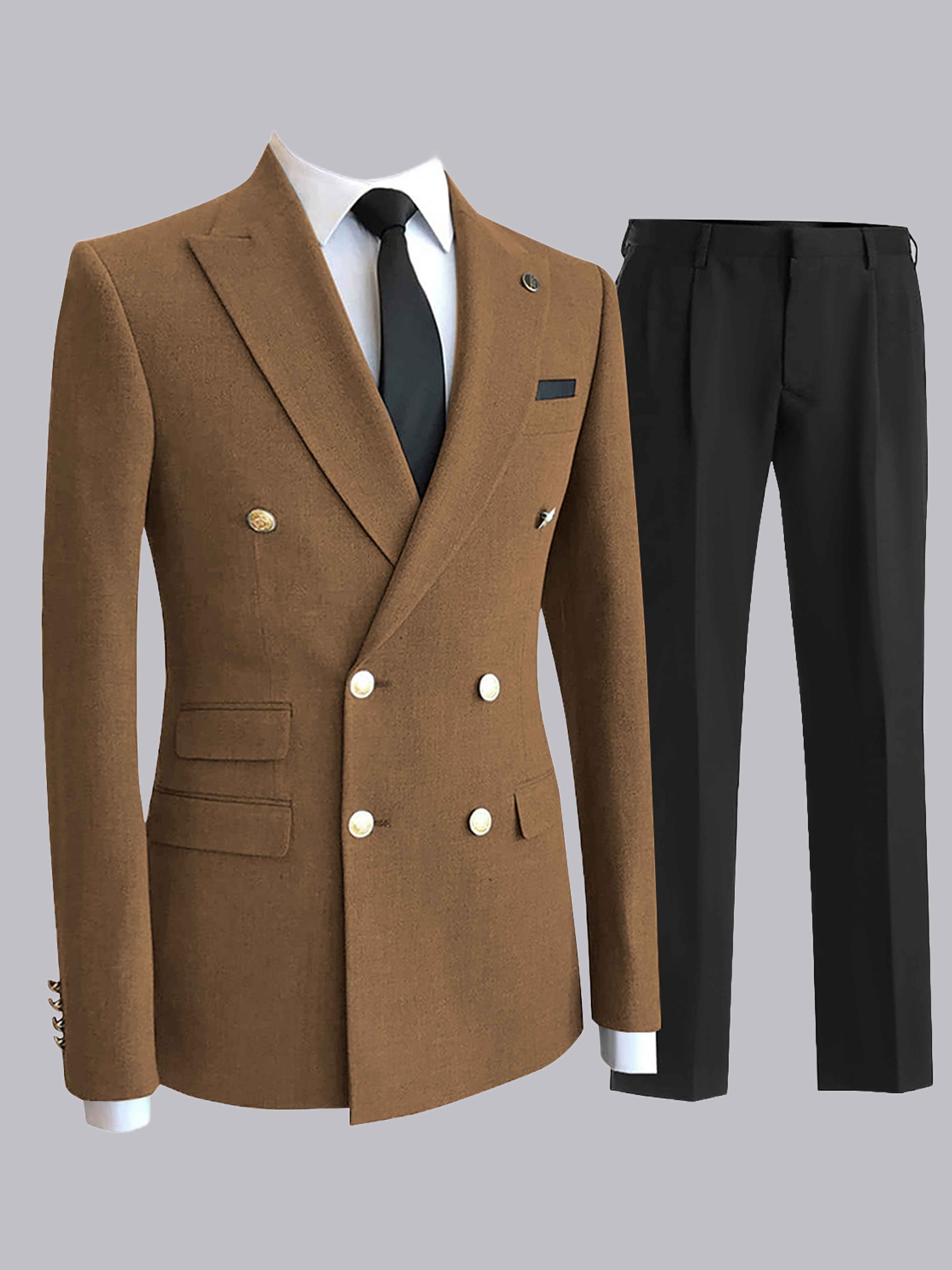 Costume Homme 2 Pièces Double Boutonnage À Revers Pointu Pour Dîner Formel