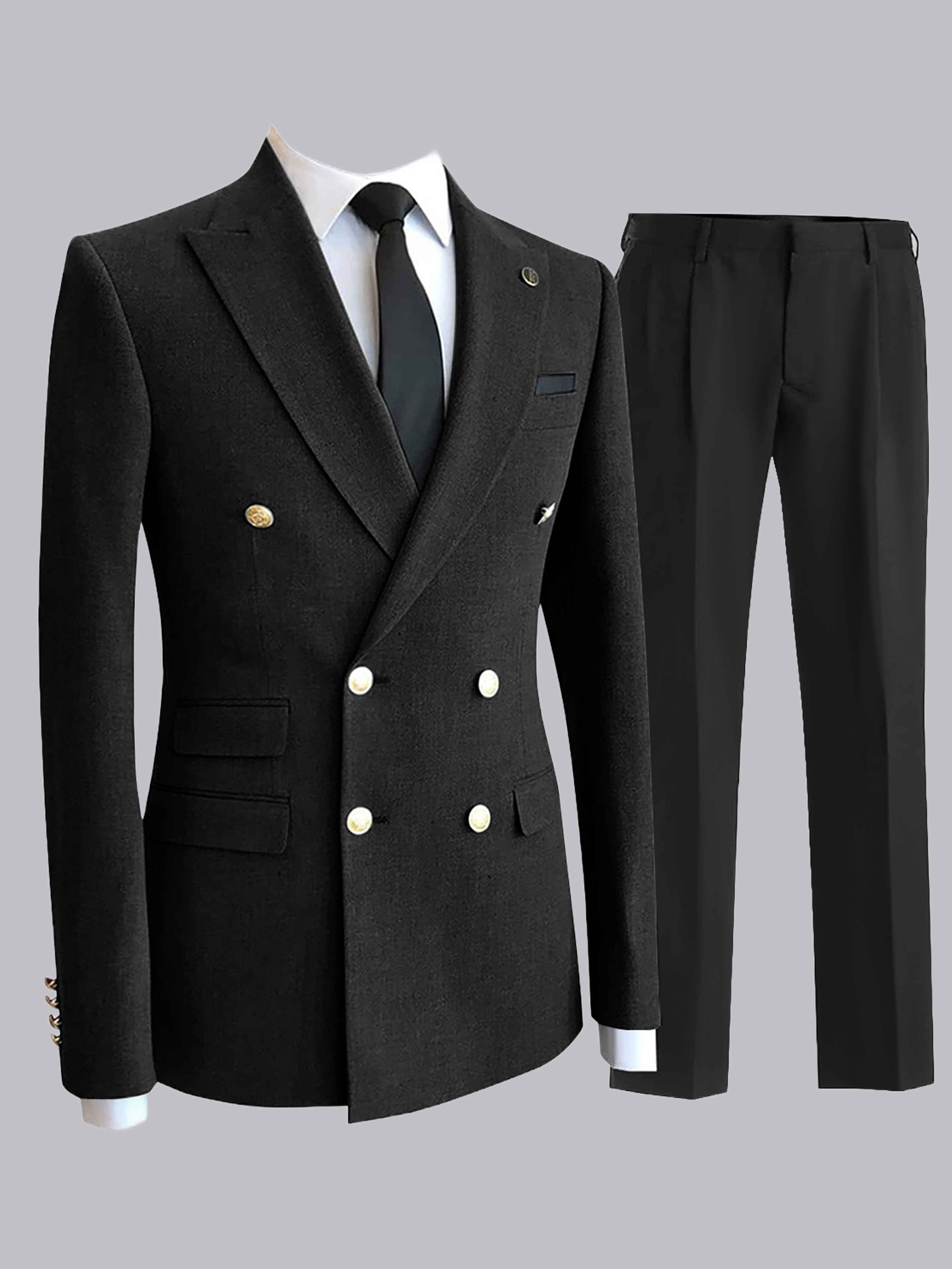 Costume Homme 2 Pièces Double Boutonnage À Revers Pointu Pour Dîner Formel