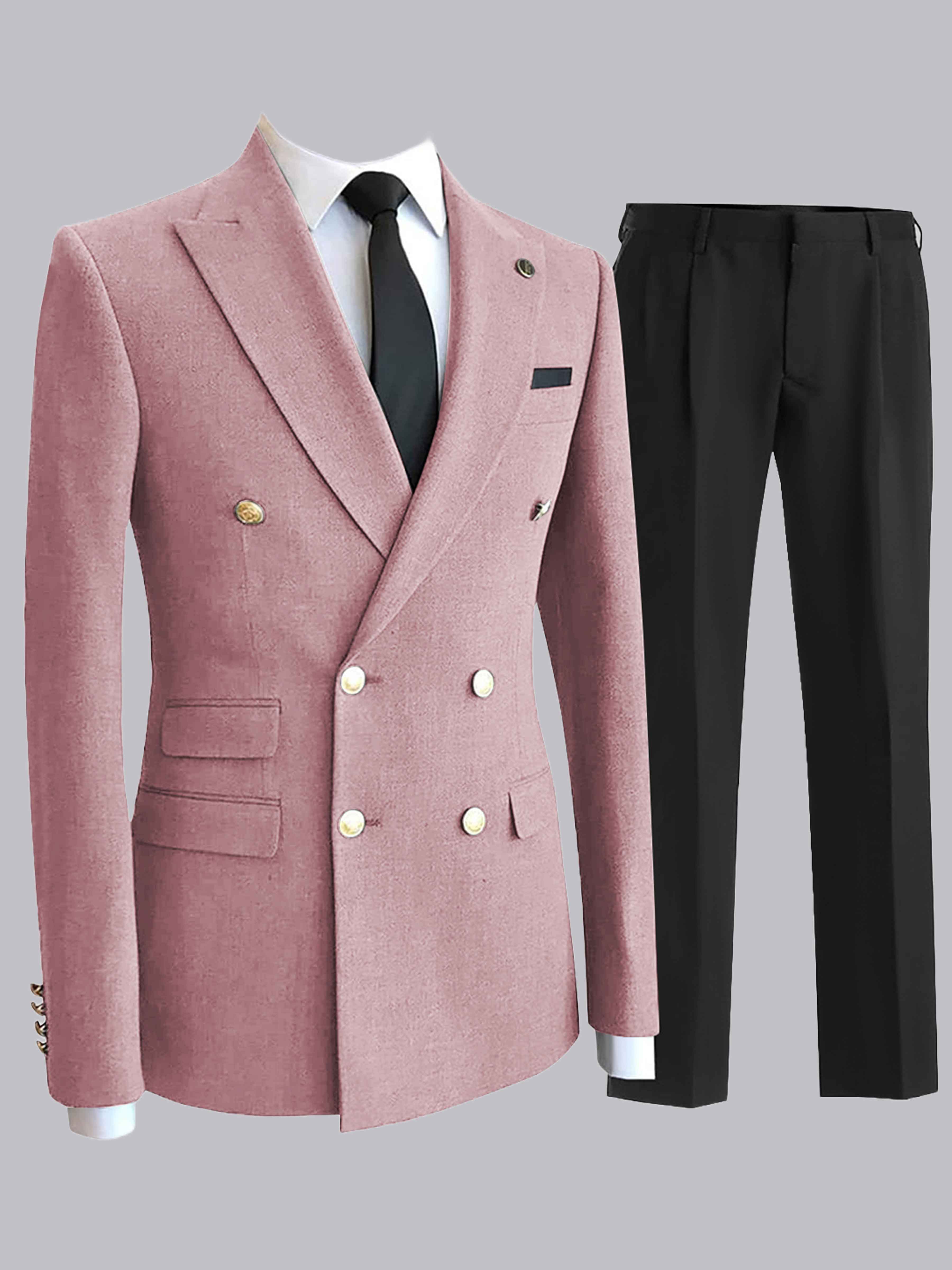 Costume Homme 2 Pièces Double Boutonnage À Revers Pointu Pour Dîner Formel