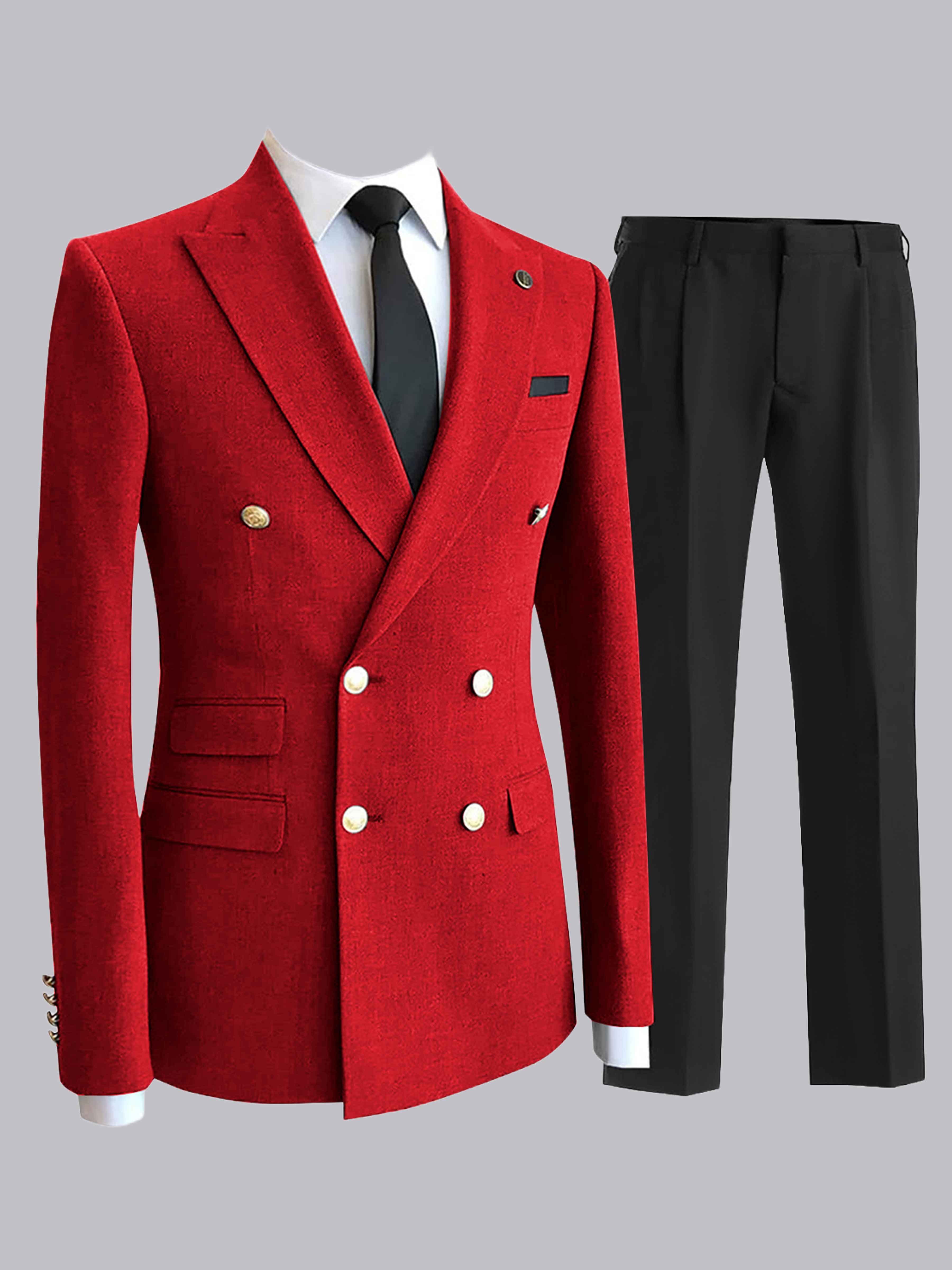 Costume Homme 2 Pièces Double Boutonnage À Revers Pointu Pour Dîner Formel