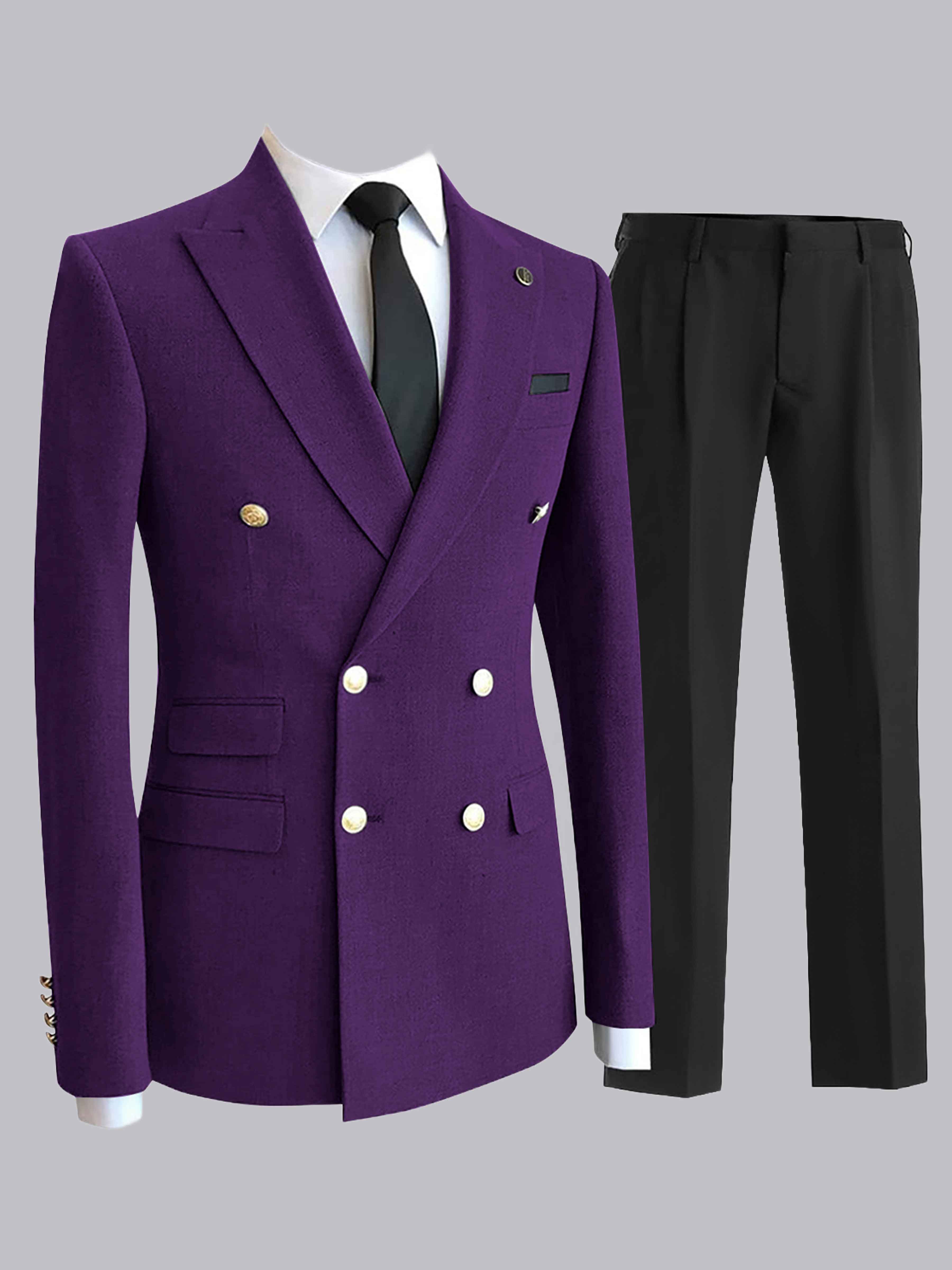 Costume Homme 2 Pièces Double Boutonnage À Revers Pointu Pour Dîner Formel