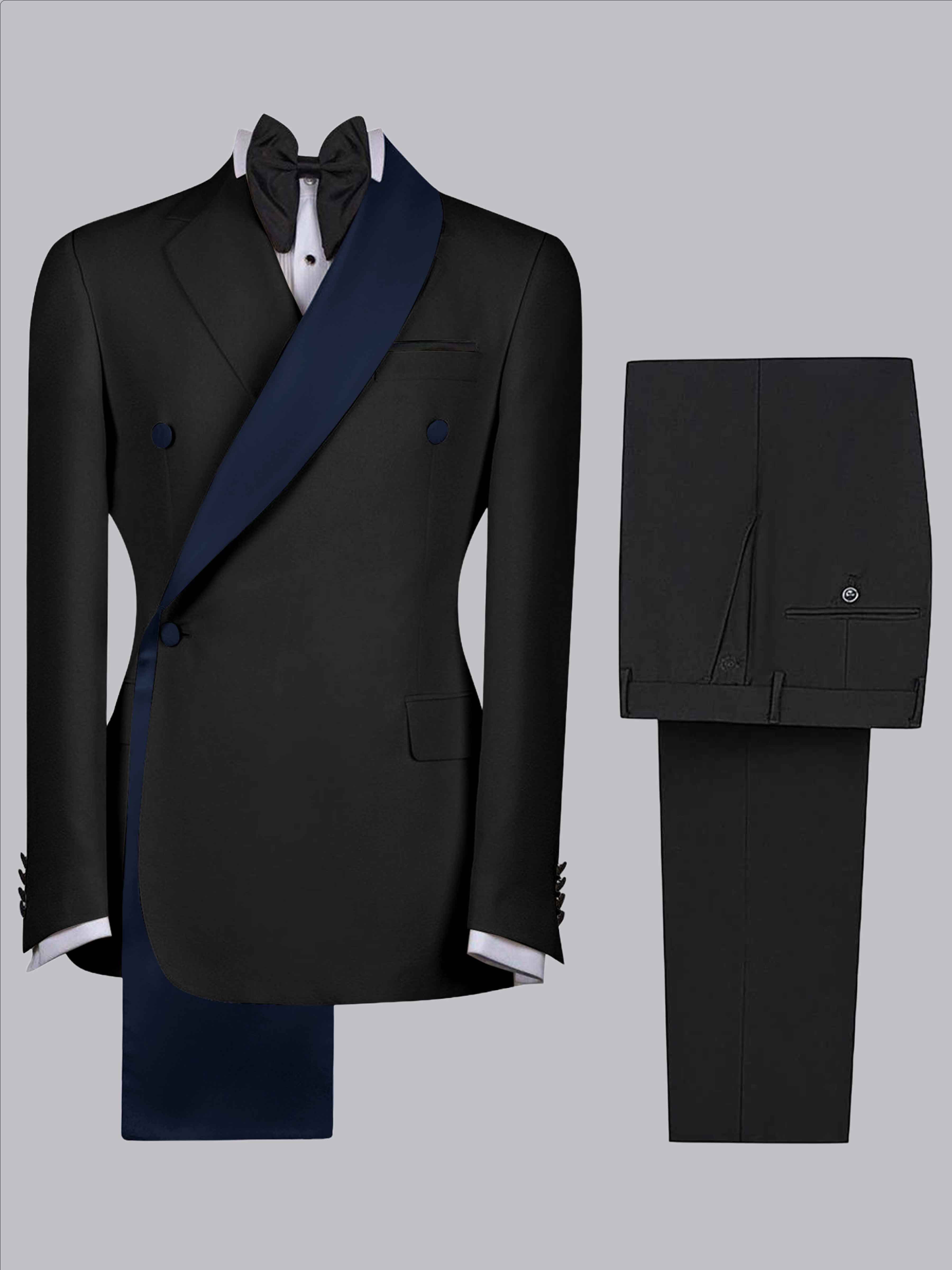 Costume Homme 2 Pièces Slim À 3 Boutons Bicolore Avec Bande Décorative Pour Mariage