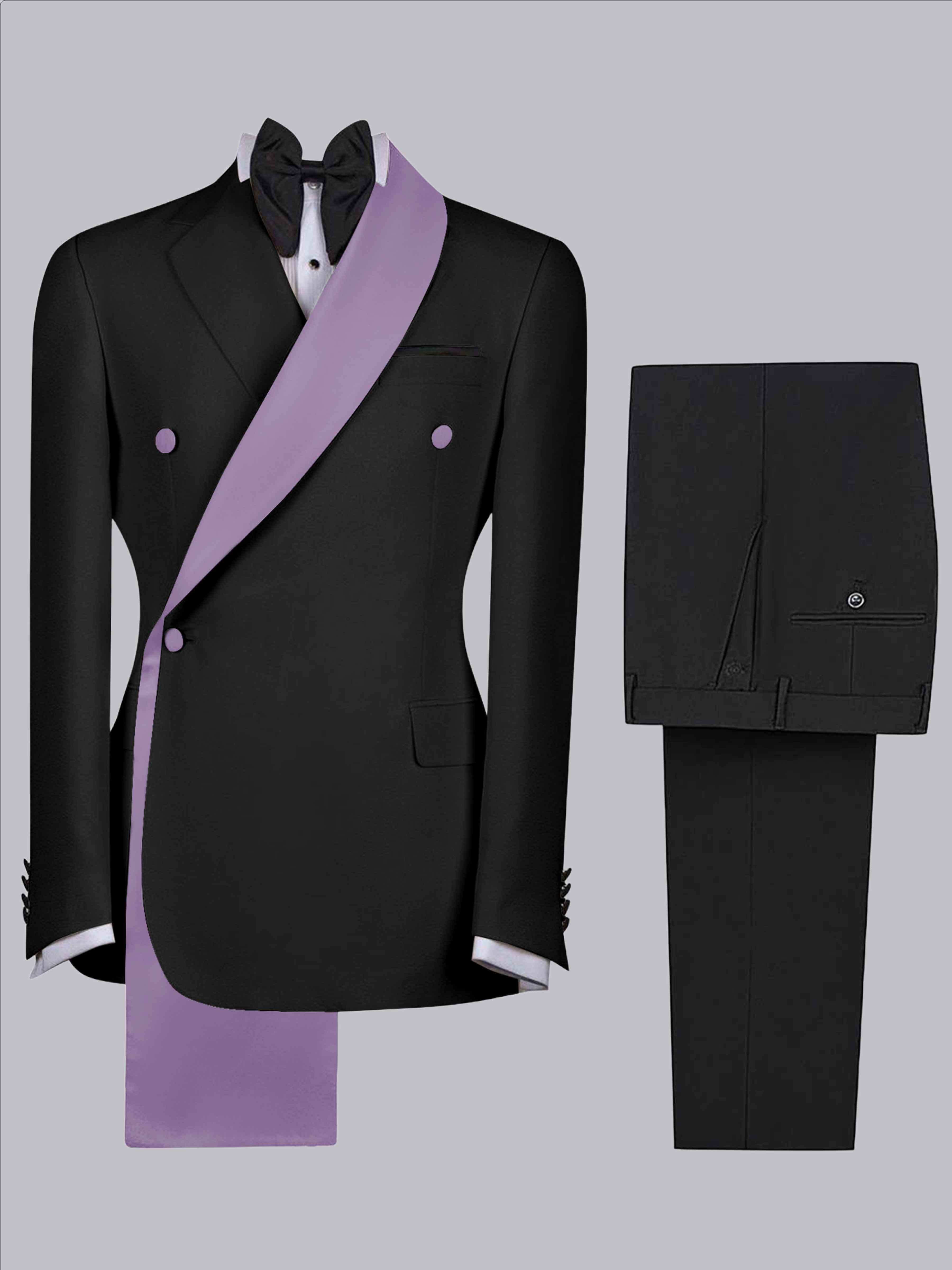 Costume Homme 2 Pièces Slim À 3 Boutons Bicolore Avec Bande Décorative Pour Mariage