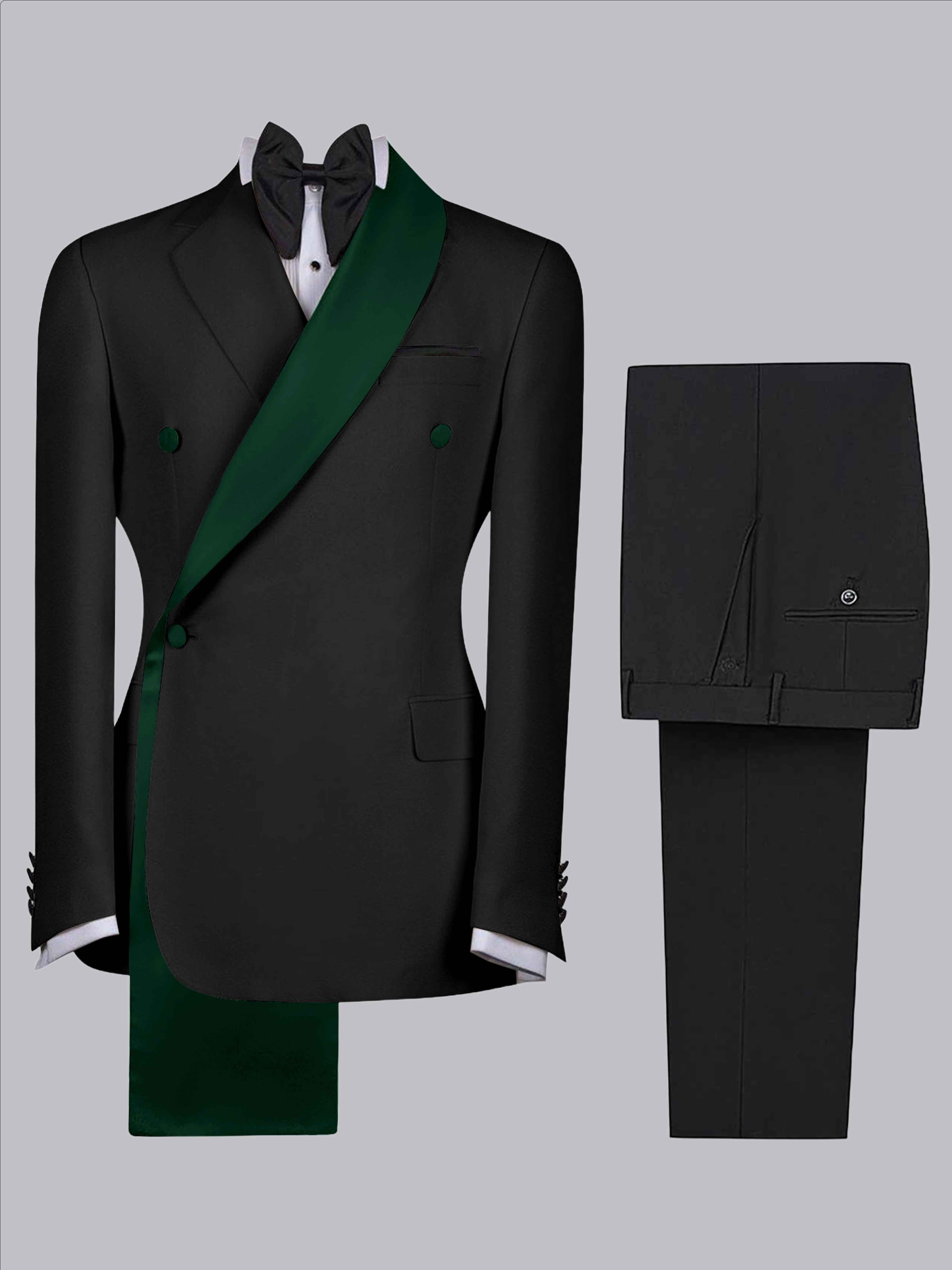 Costume Homme 2 Pièces Slim À 3 Boutons Bicolore Avec Bande Décorative Pour Mariage