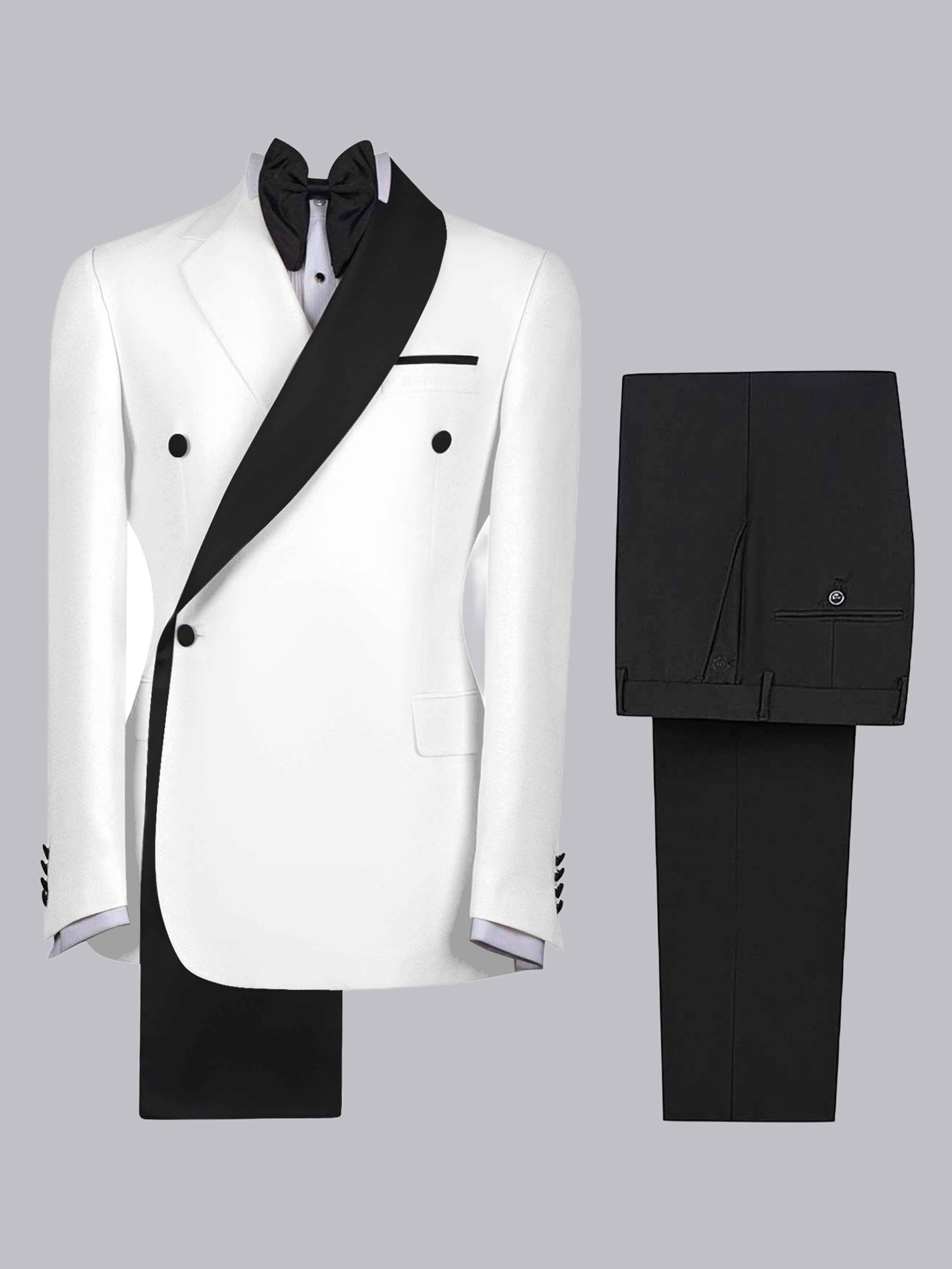 Costume Homme 2 Pièces Slim À 4 Boutons Bicolore Avec Bande Décorative Pour Réception