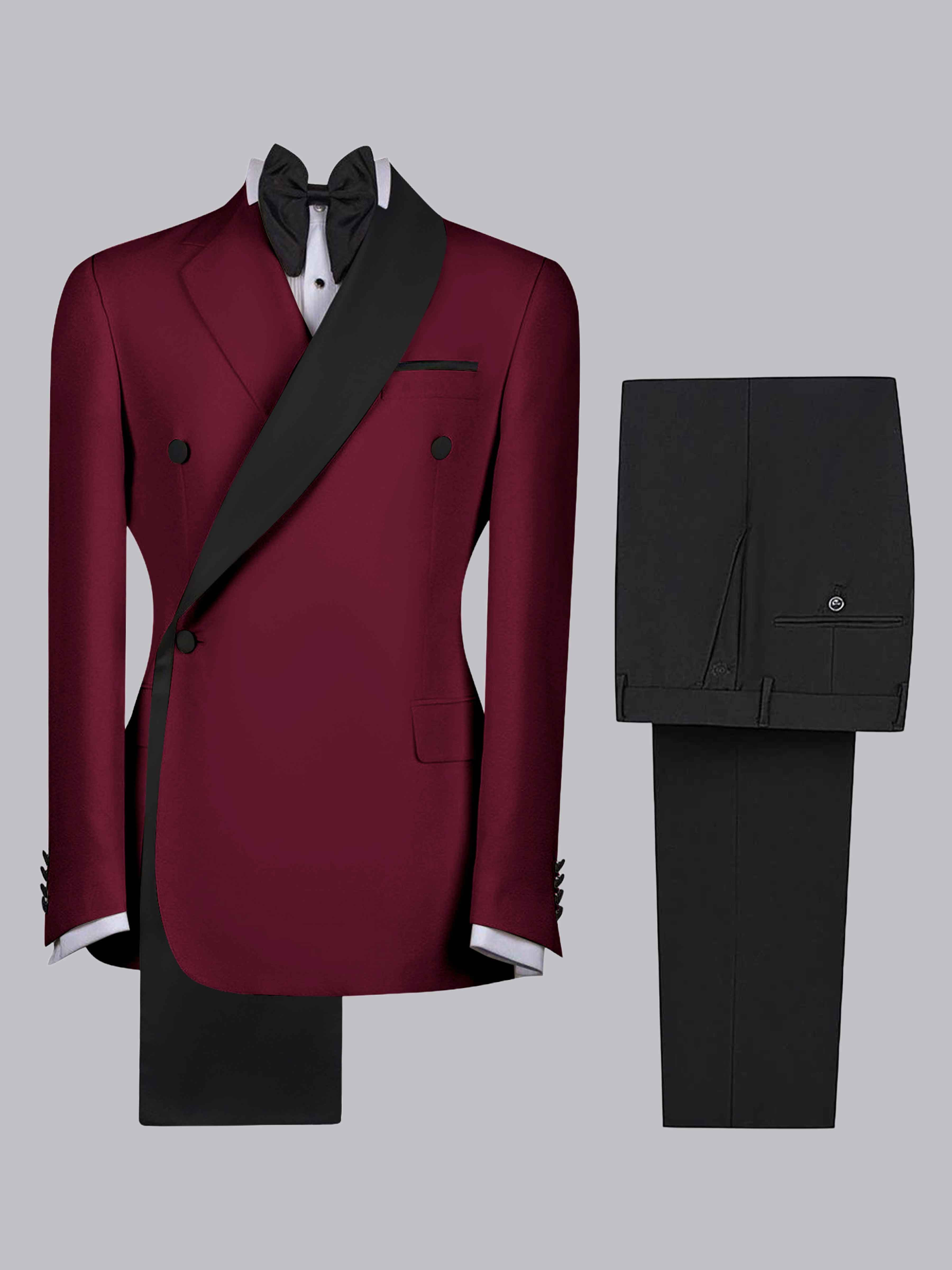 Costume Homme 2 Pièces Slim À 4 Boutons Bicolore Avec Bande Décorative Pour Réception