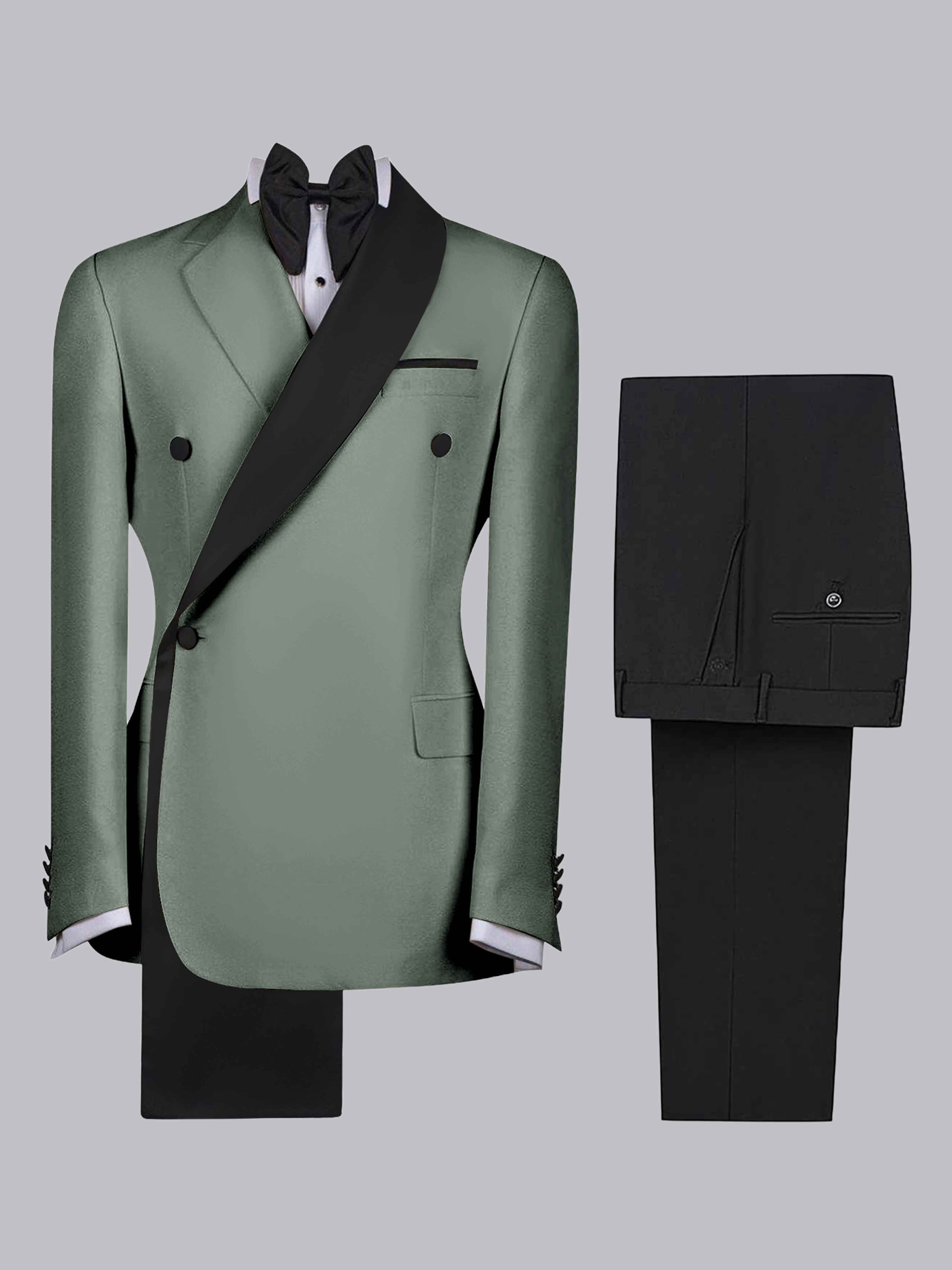 Costume Homme 2 Pièces Slim À 4 Boutons Bicolore Avec Bande Décorative Pour Réception