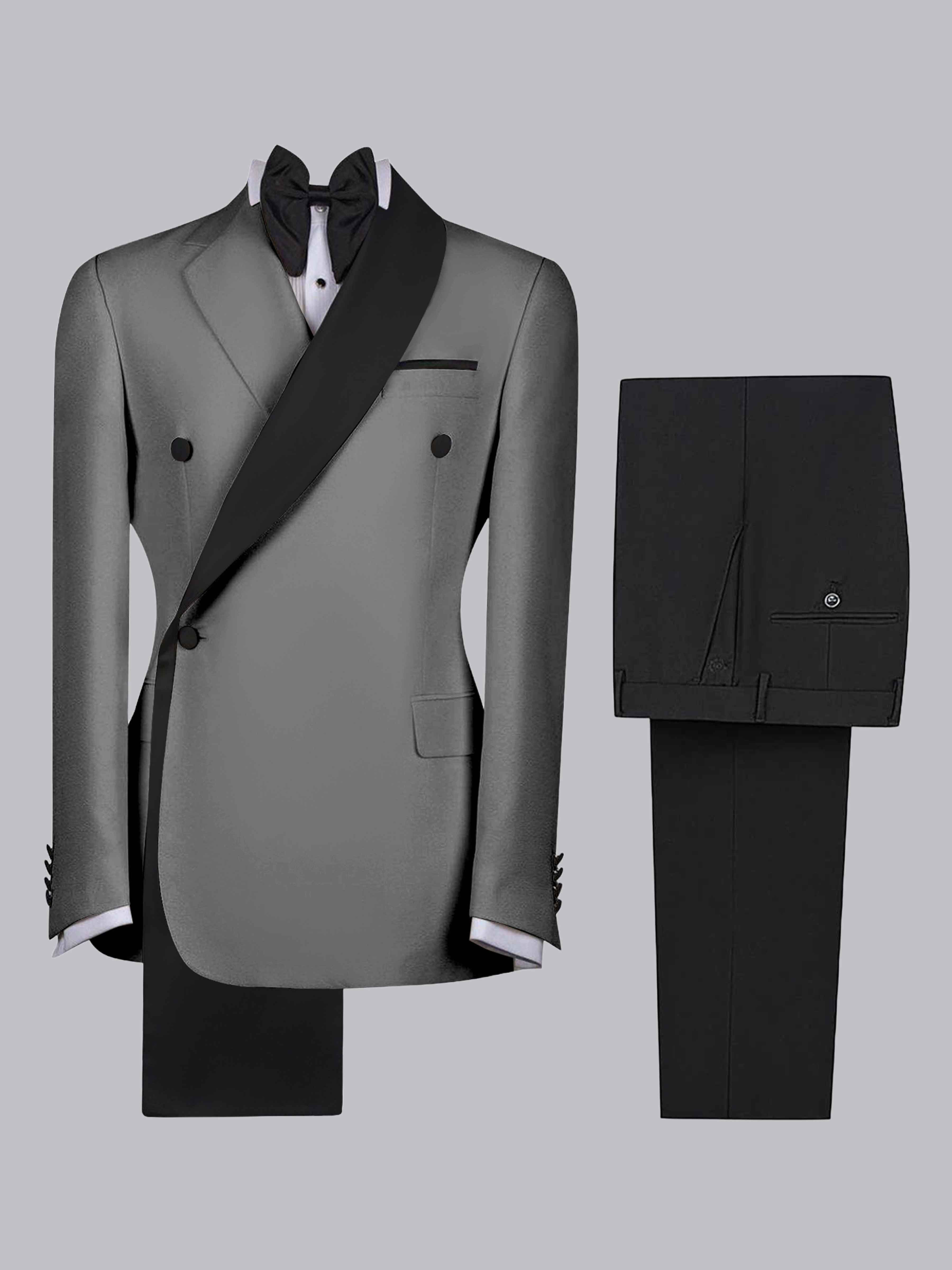 Costume Homme 2 Pièces Slim À 4 Boutons Bicolore Avec Bande Décorative Pour Réception