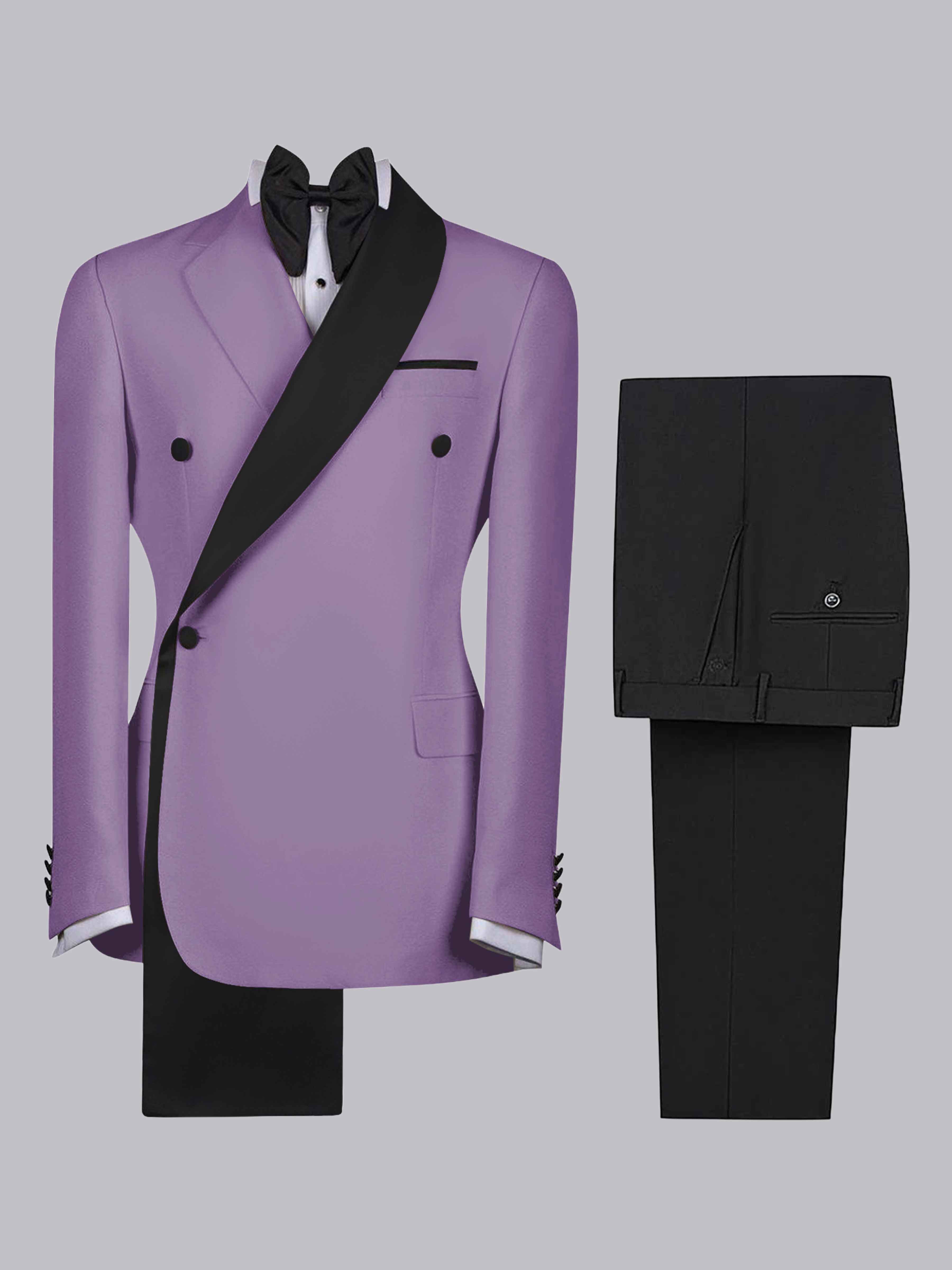 Costume Homme 2 Pièces Slim À 4 Boutons Bicolore Avec Bande Décorative Pour Réception