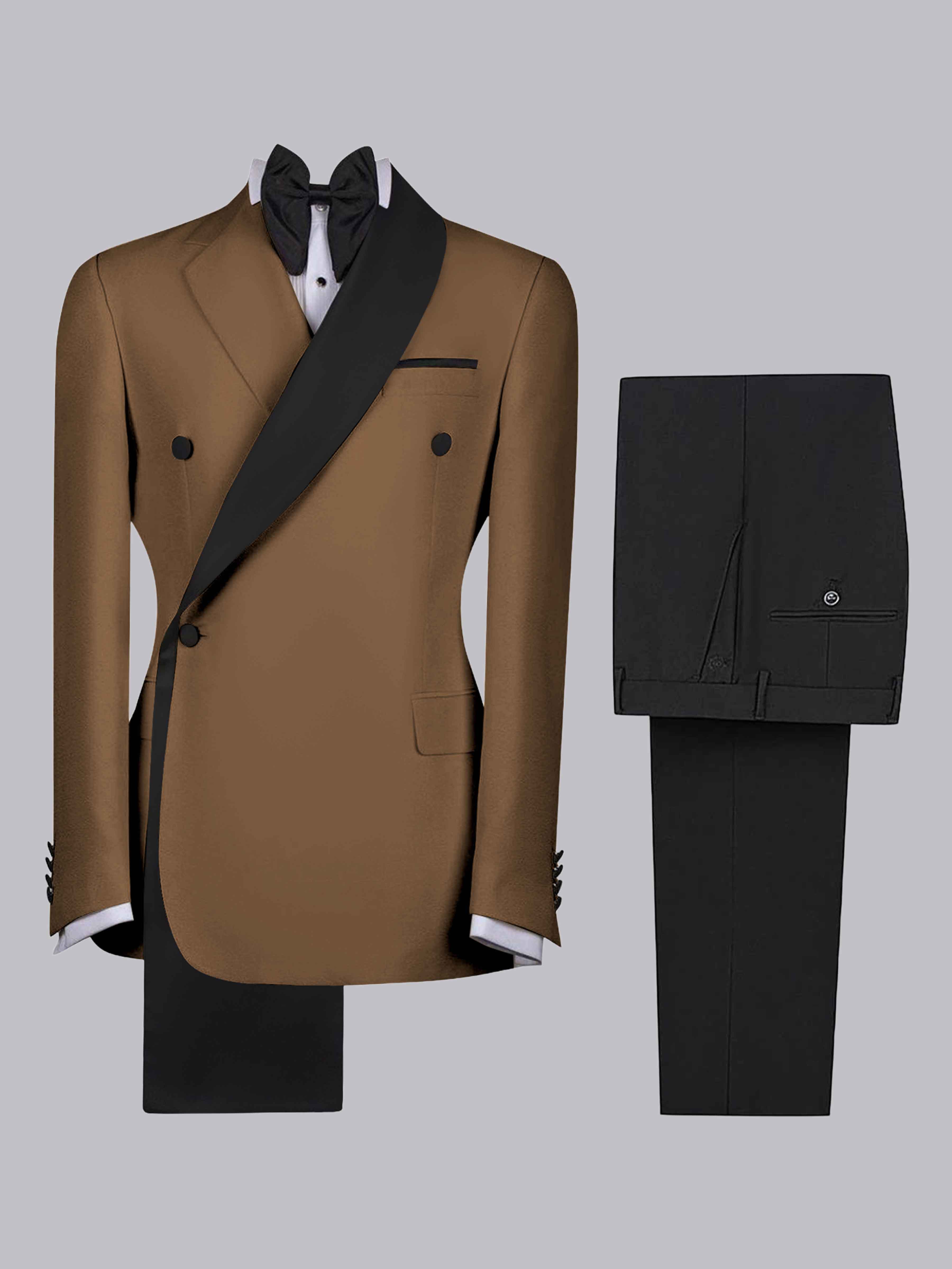 Costume Homme 2 Pièces Slim À 4 Boutons Bicolore Avec Bande Décorative Pour Réception