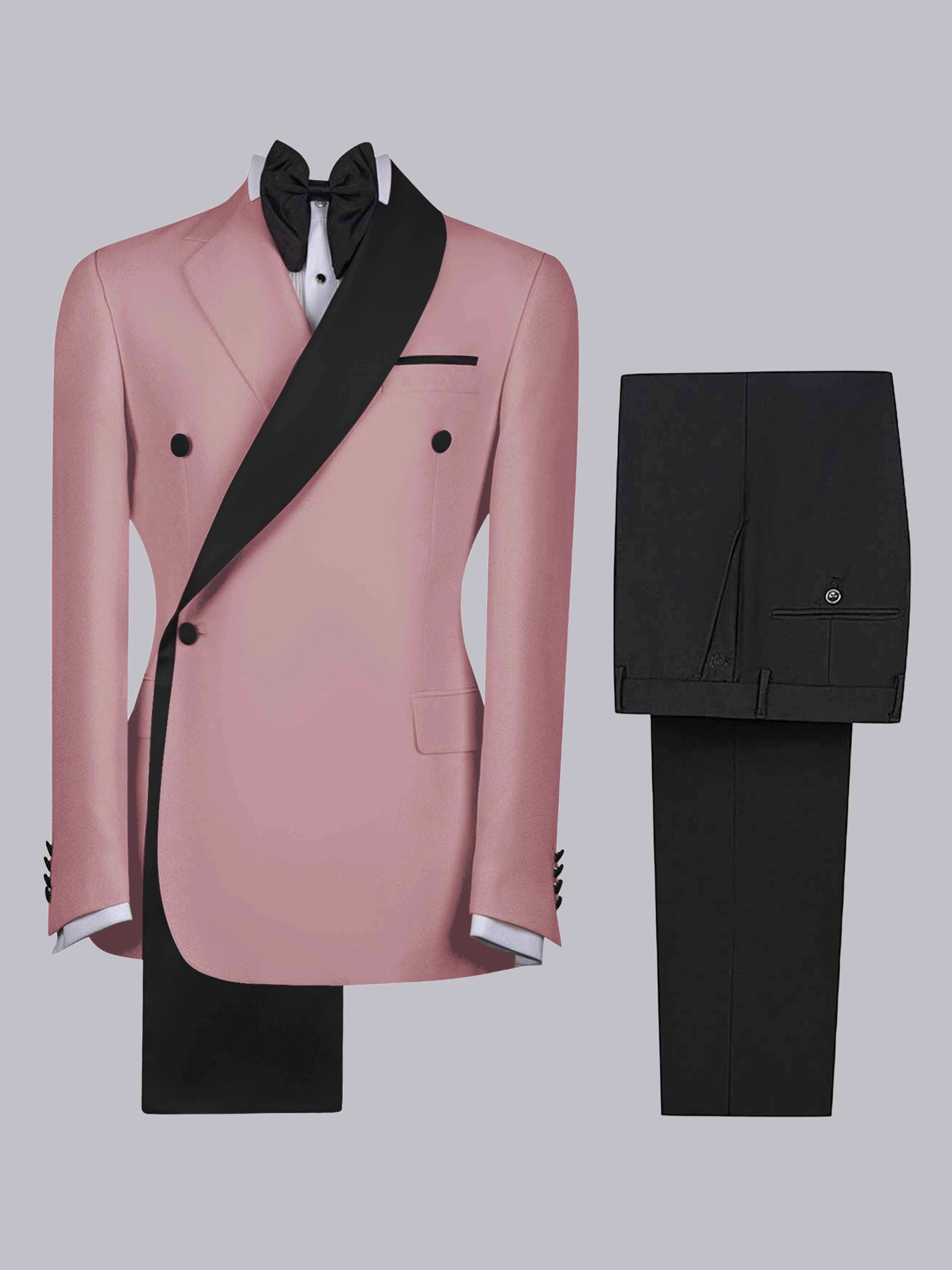 Costume Homme 2 Pièces Slim À 4 Boutons Bicolore Avec Bande Décorative Pour Réception