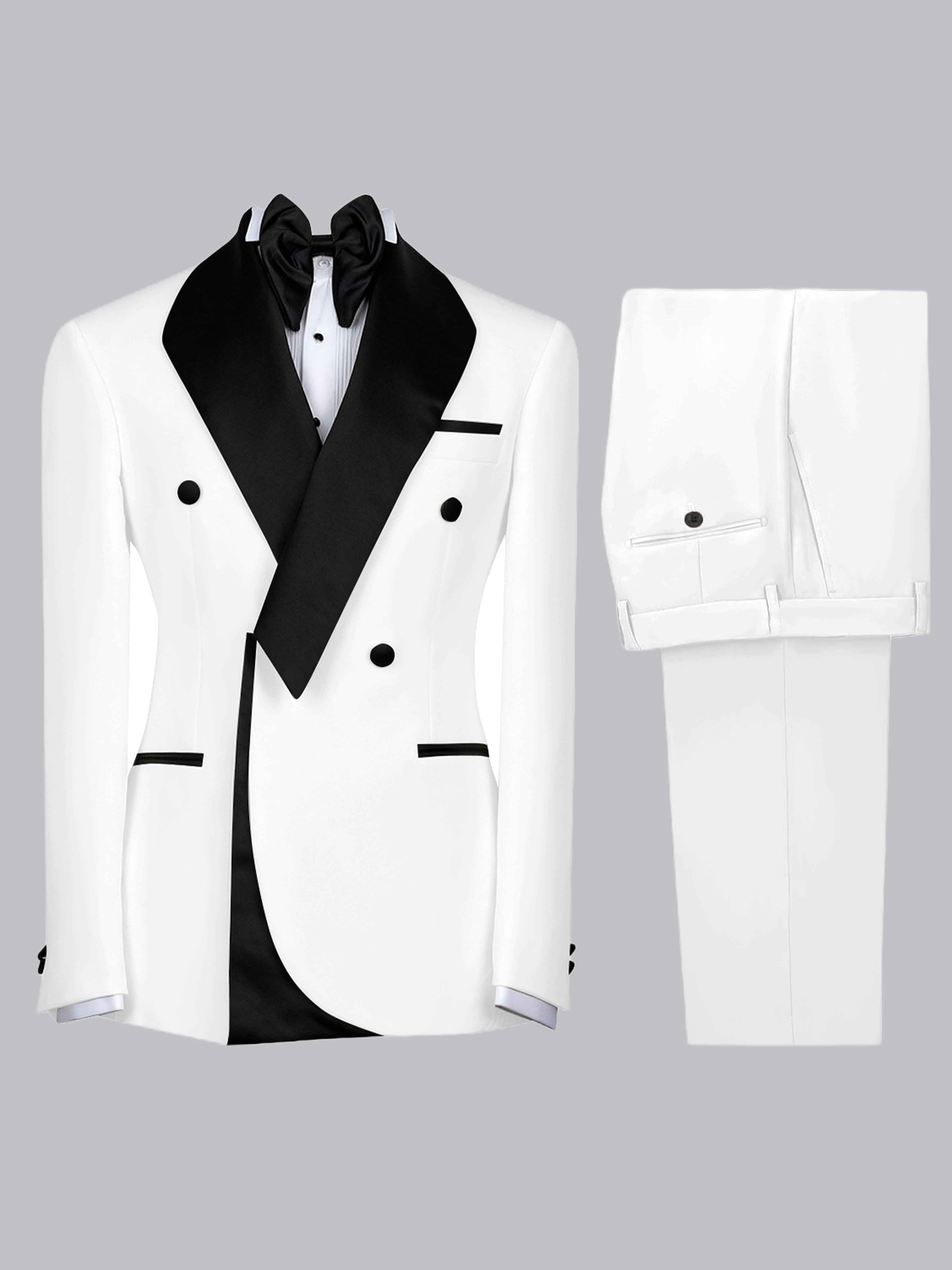 Costume Homme 2 Pièces Slim À Revers Cranté Bicolore Pour Cérémonie & Soirée