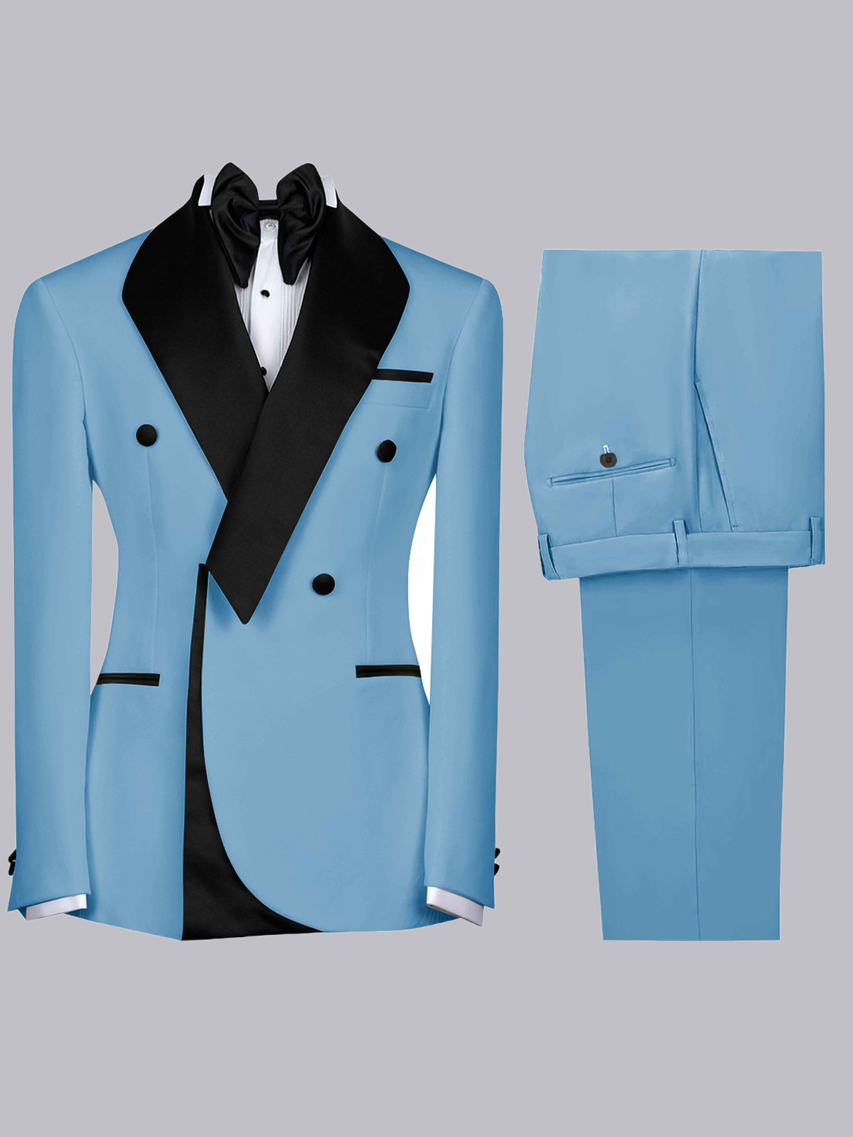 Costume Homme 2 Pièces Slim À Revers Cranté Bicolore Pour Cérémonie & Soirée