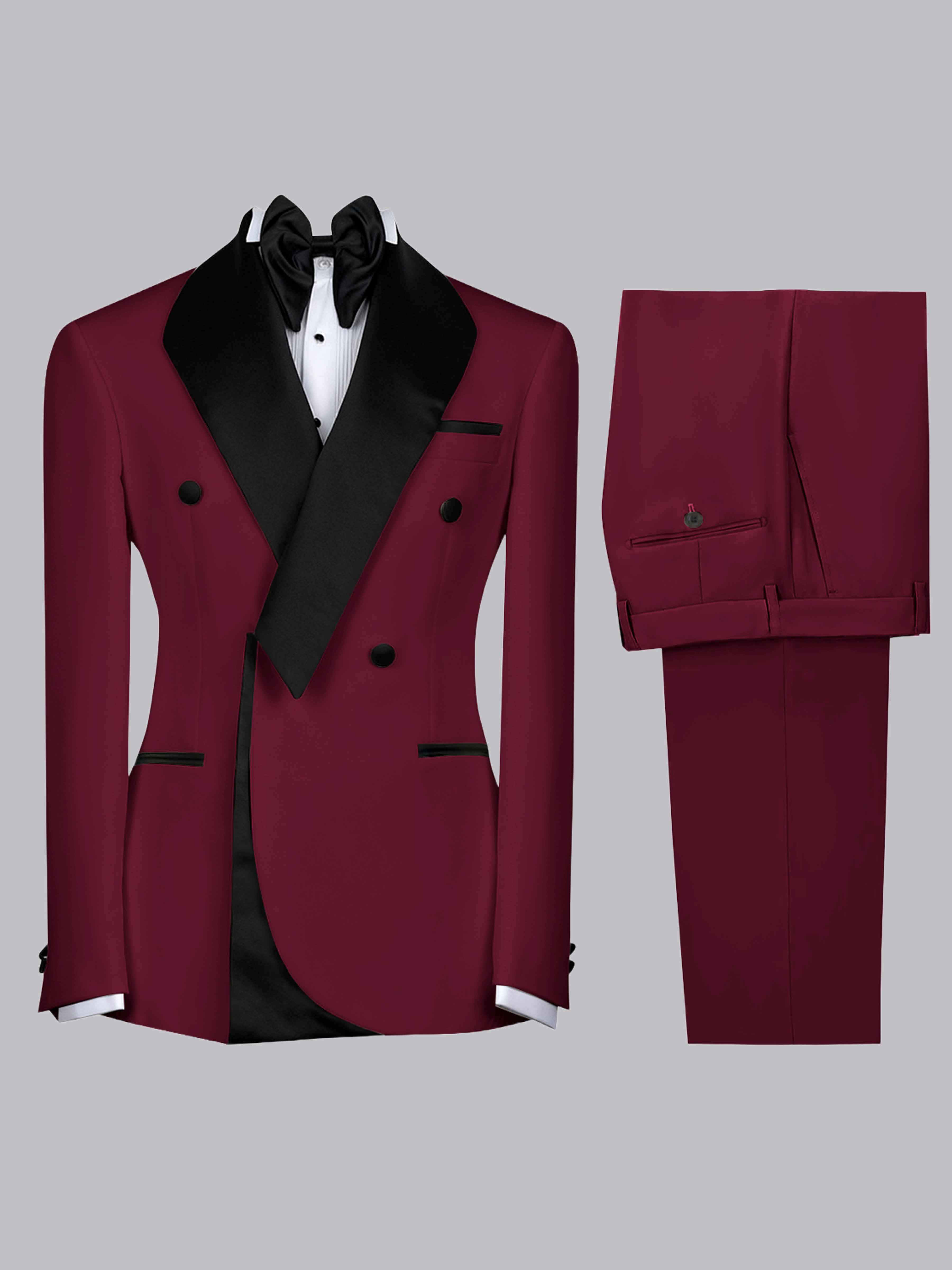 Costume Homme 2 Pièces Slim À Revers Cranté Bicolore Pour Cérémonie & Soirée