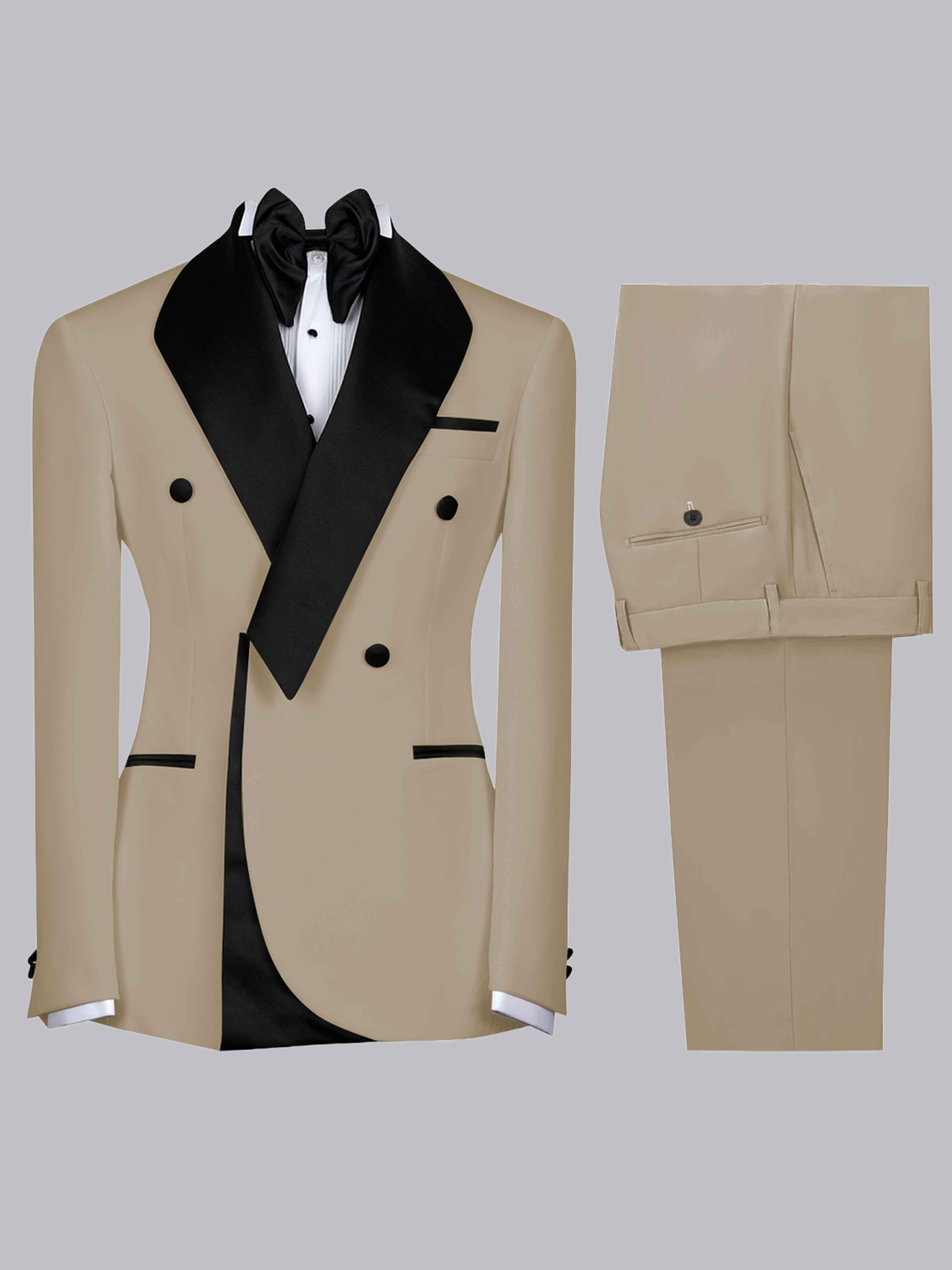 Costume Homme 2 Pièces Slim À Revers Cranté Bicolore Pour Cérémonie & Soirée