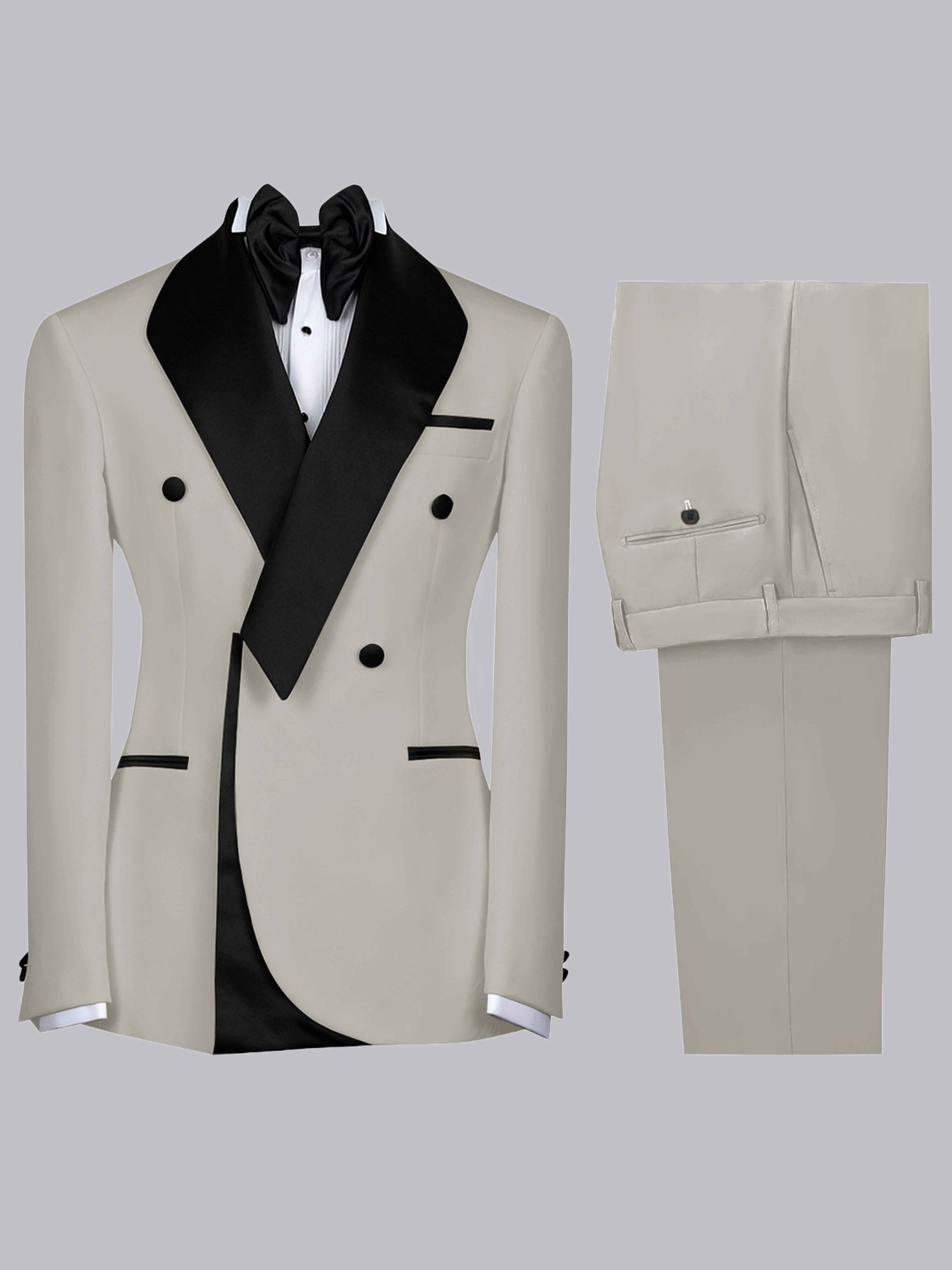 Costume Homme 2 Pièces Slim À Revers Cranté Bicolore Pour Cérémonie & Soirée