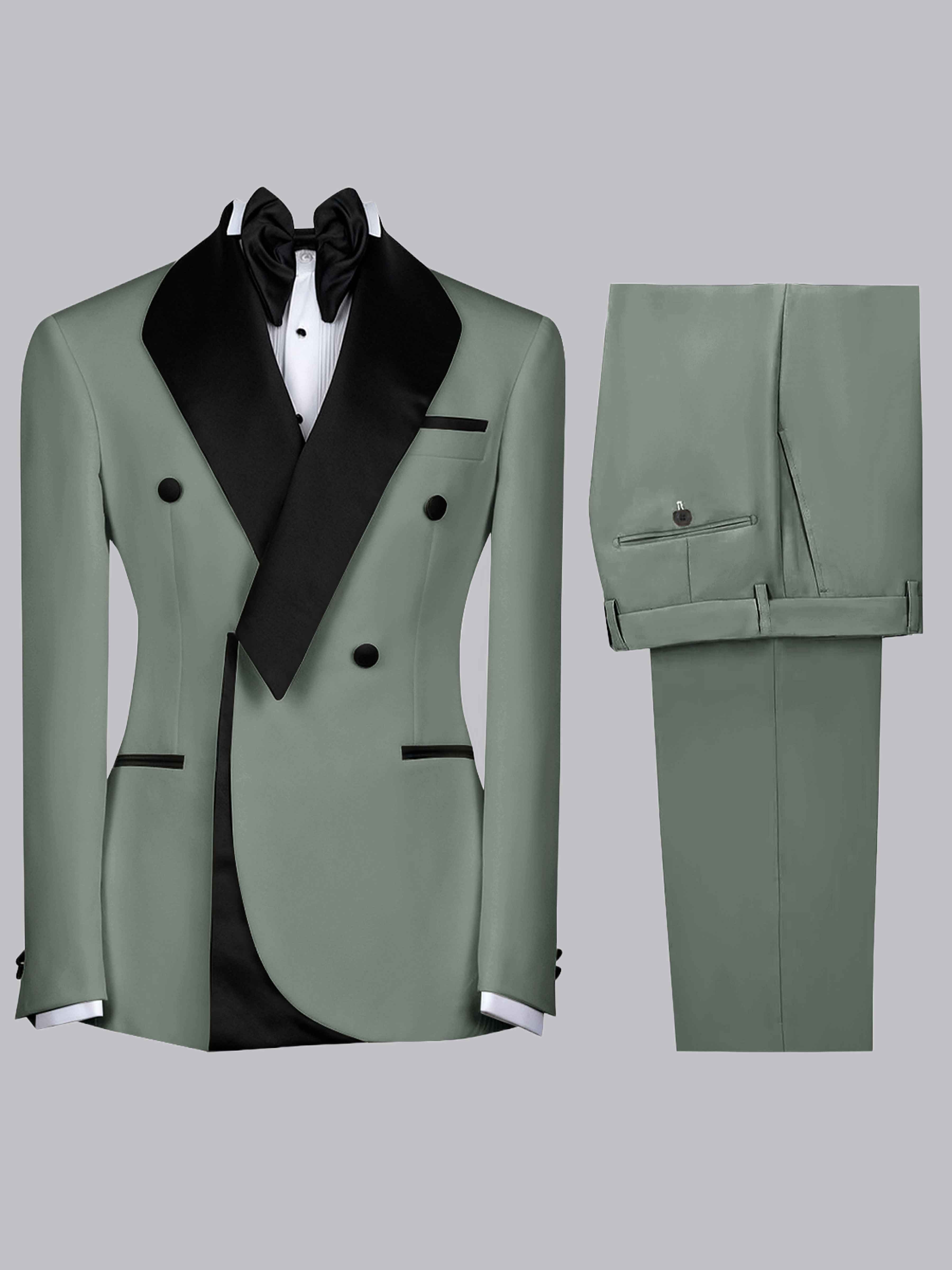 Costume Homme 2 Pièces Slim À Revers Cranté Bicolore Pour Cérémonie & Soirée