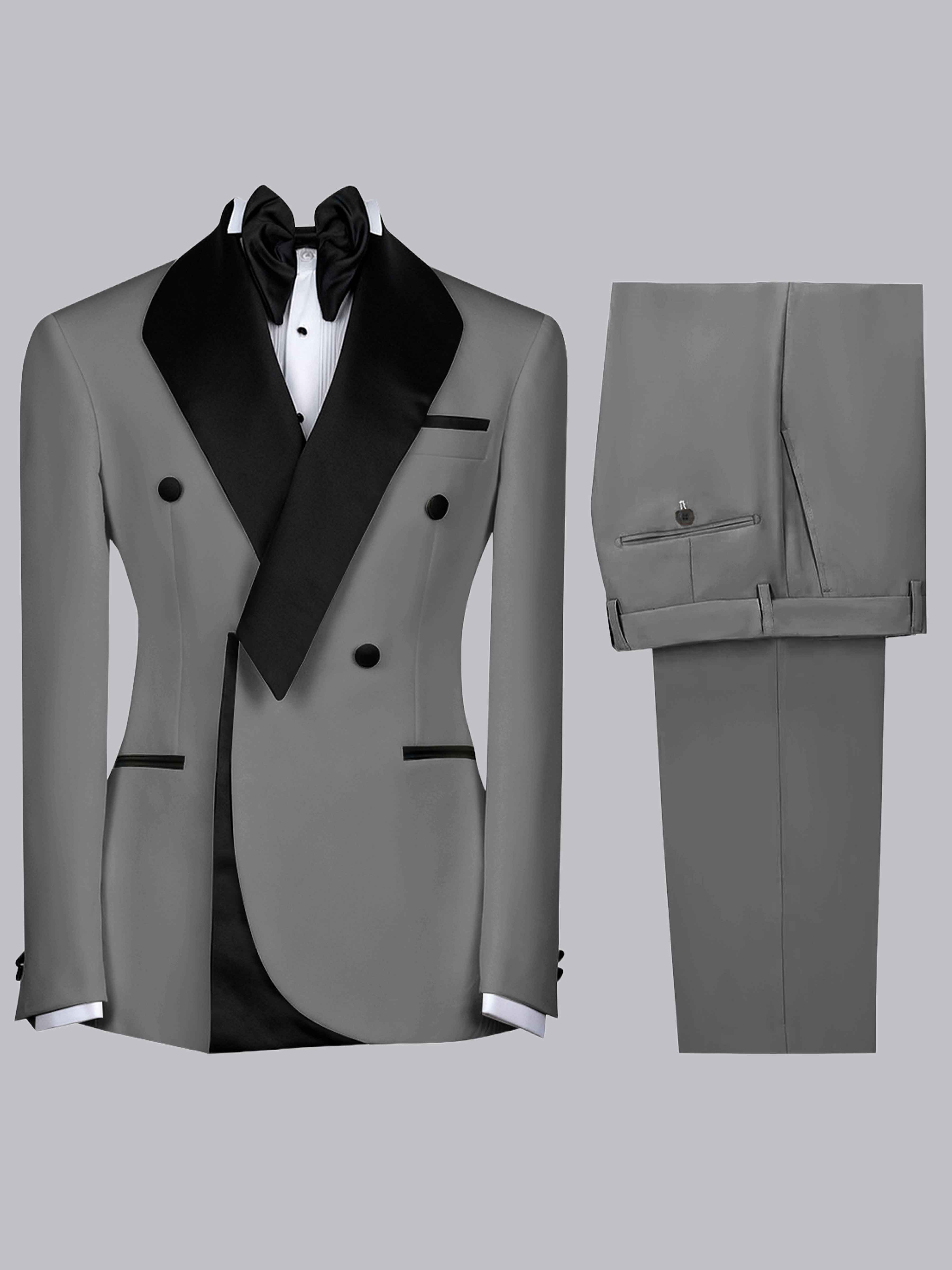 Costume Homme 2 Pièces Slim À Revers Cranté Bicolore Pour Cérémonie & Soirée