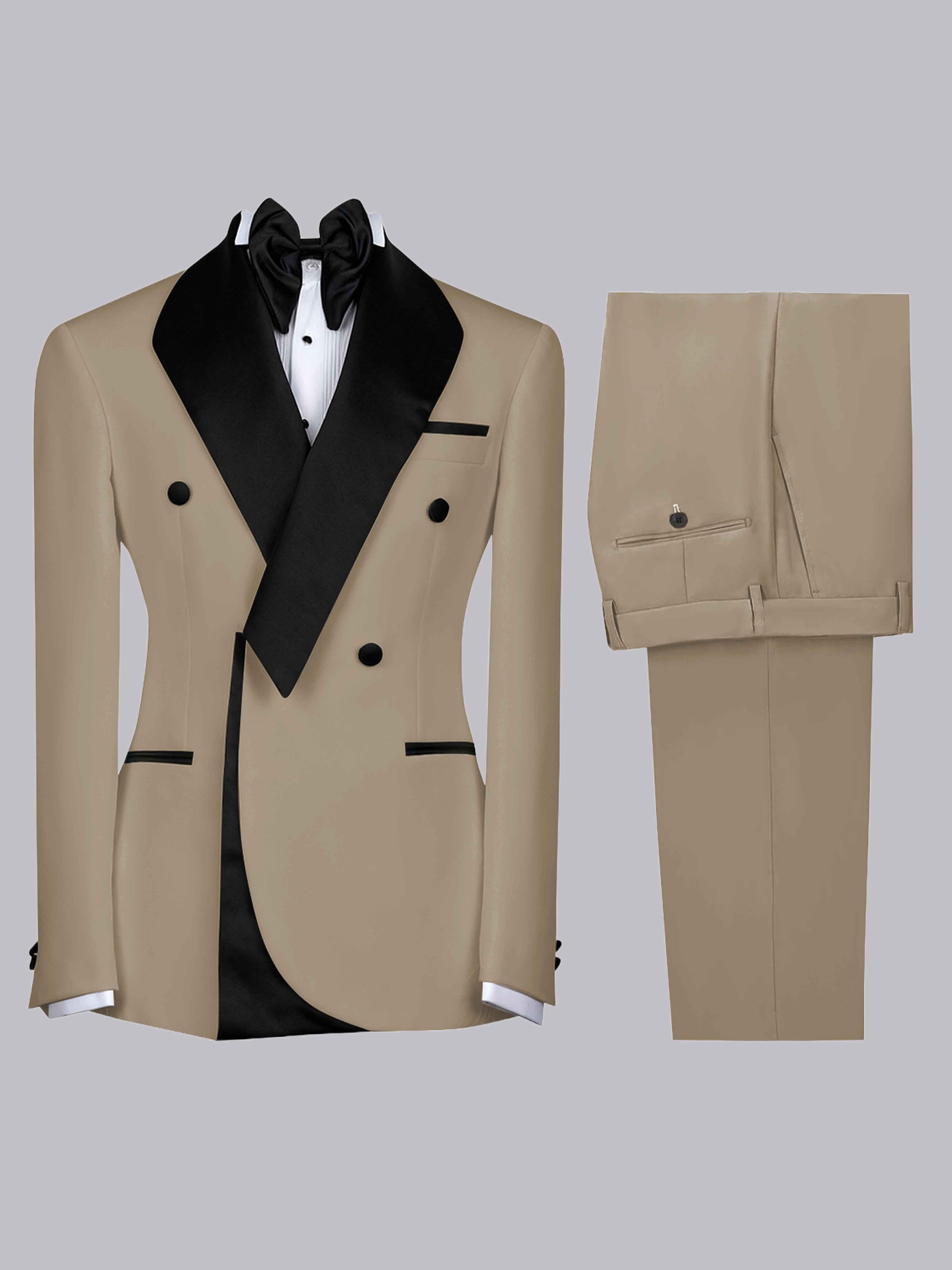 Costume Homme 2 Pièces Slim À Revers Cranté Bicolore Pour Cérémonie & Soirée