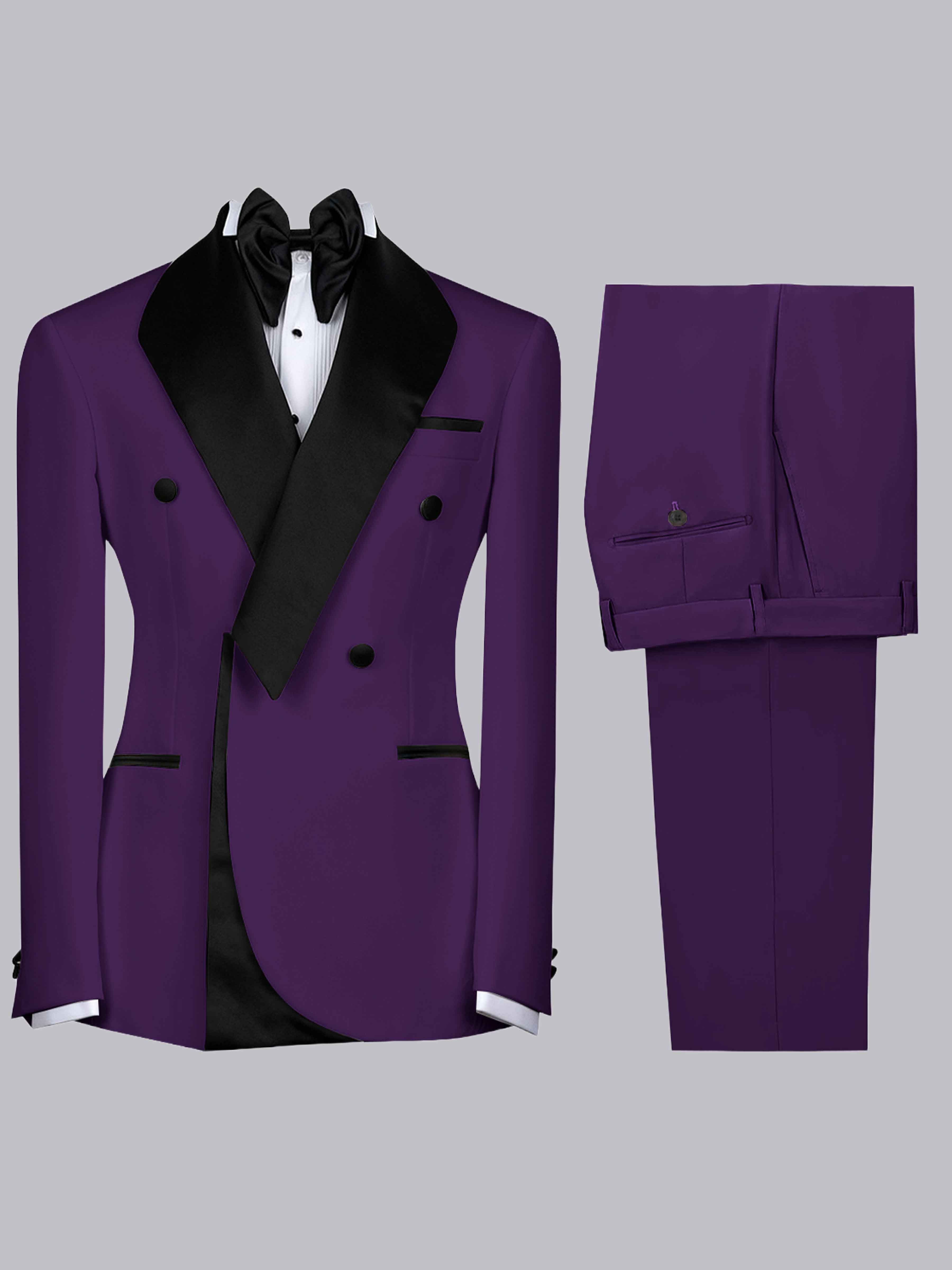 Costume Homme 2 Pièces Slim À Revers Cranté Bicolore Pour Cérémonie & Soirée